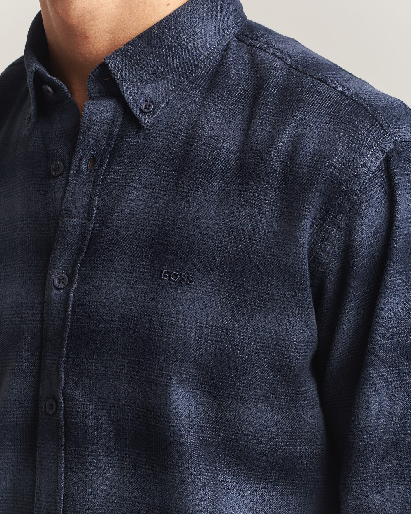 Hombres | Camisas | BOSS ORANGE | Rickert Brushed Cotton Checked Shirt Dark Blue