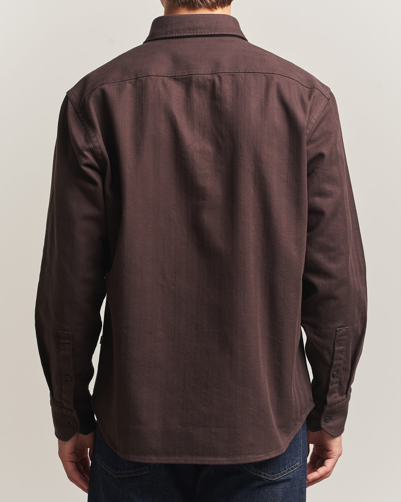 Hombres | Camisas | BOSS ORANGE | Ricopuls Brushed Herringbone Shirt Dark Brown