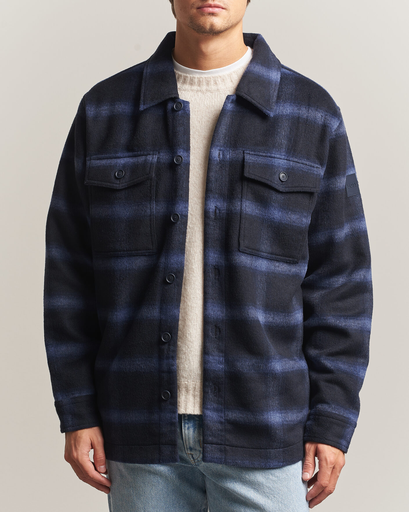 Hombres | Abrigos y chaquetas | BOSS ORANGE | Losky Flannel Checked Overshirt Dark Blue