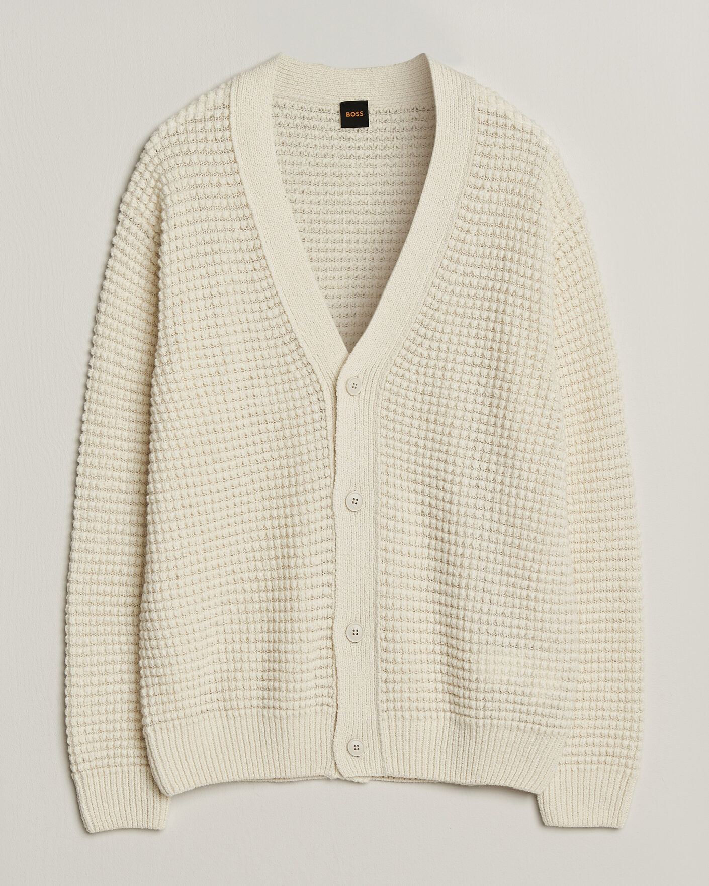 Hombres | Jerséis y prendas de punto | BOSS ORANGE | Korsico Wool Knitted Cardigan Open White