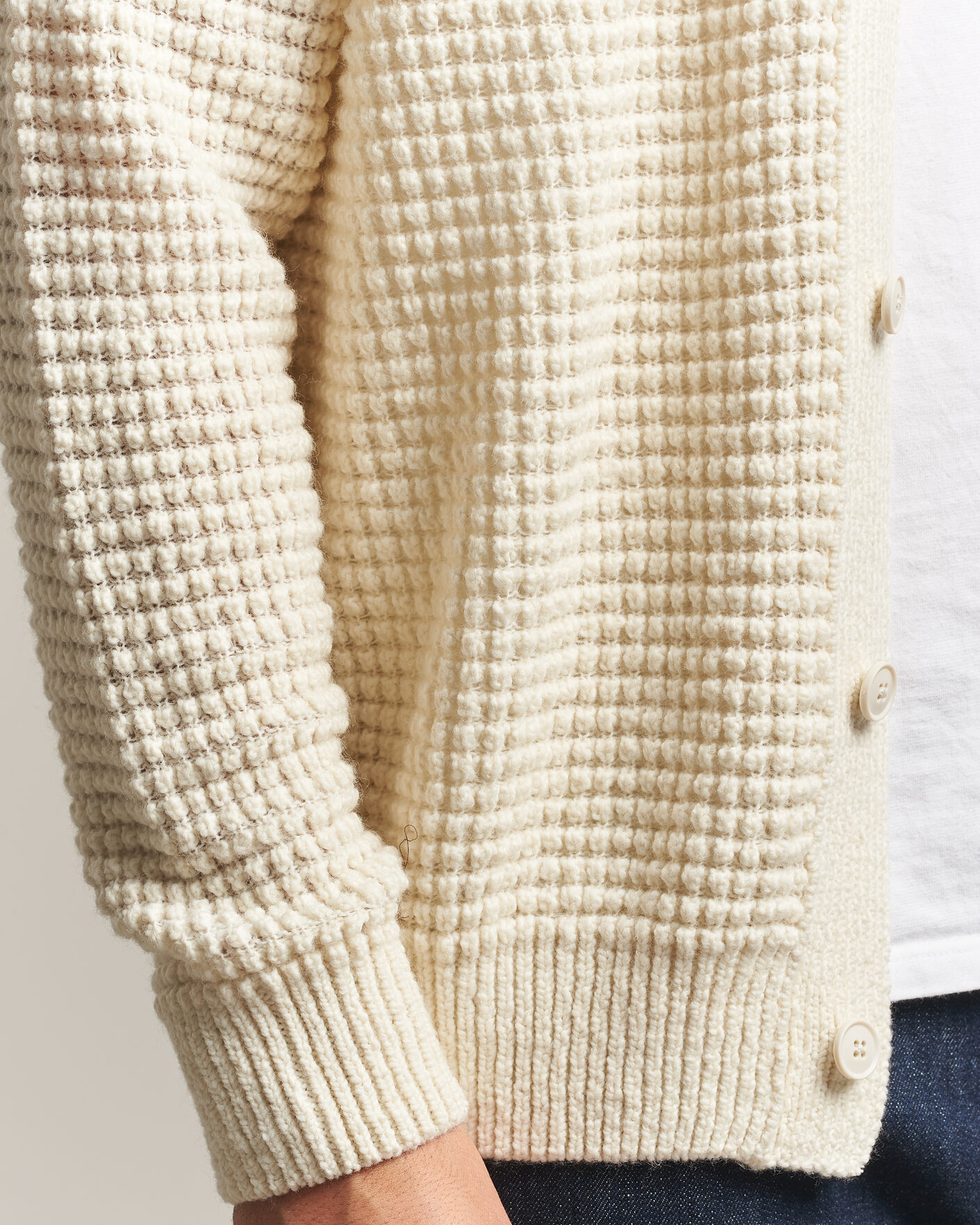 Hombres | Jerséis y prendas de punto | BOSS ORANGE | Korsico Wool Knitted Cardigan Open White