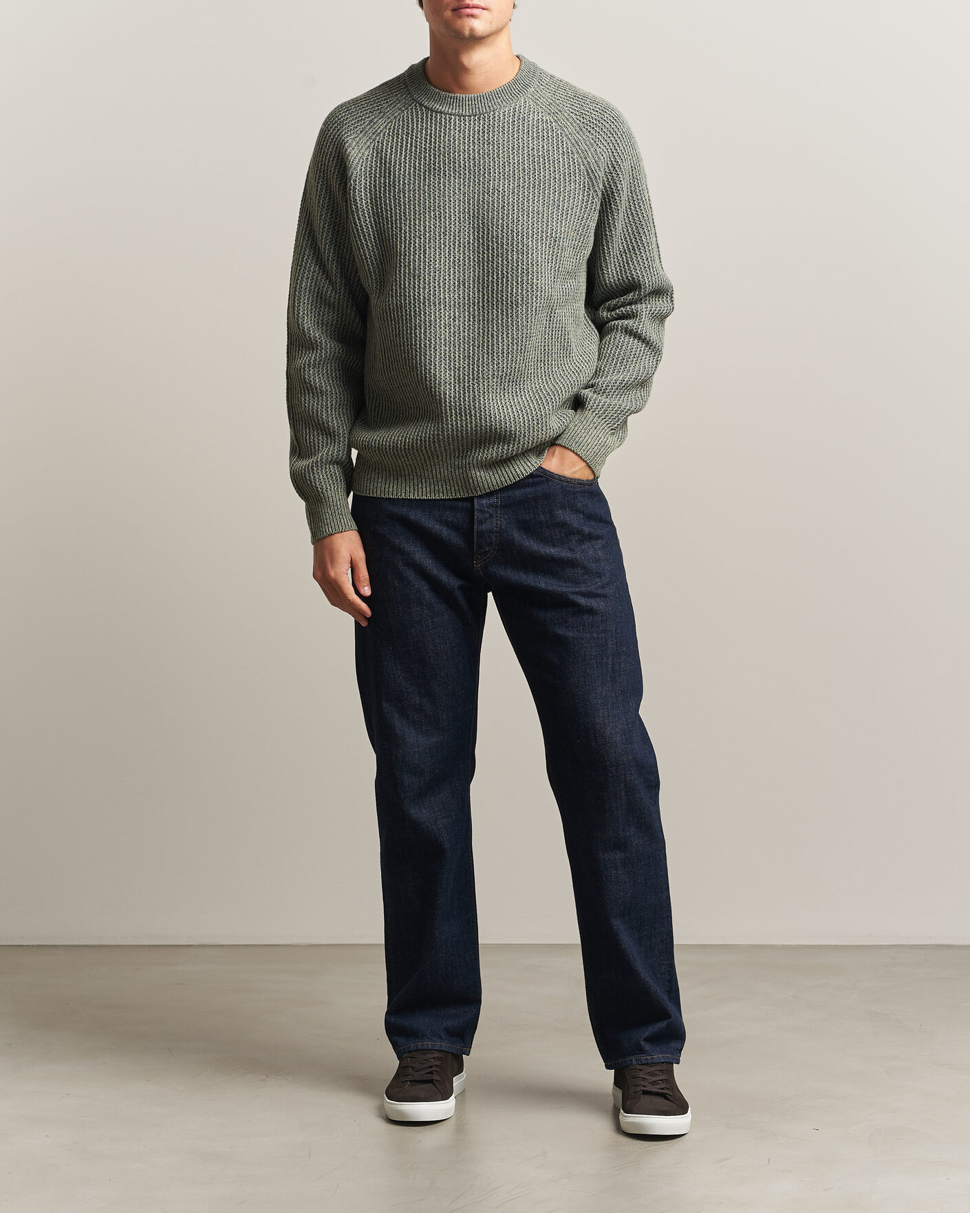 Hombres | Jerséis y prendas de punto | BOSS ORANGE | Kepler Wool Knitted Sweater Open Green