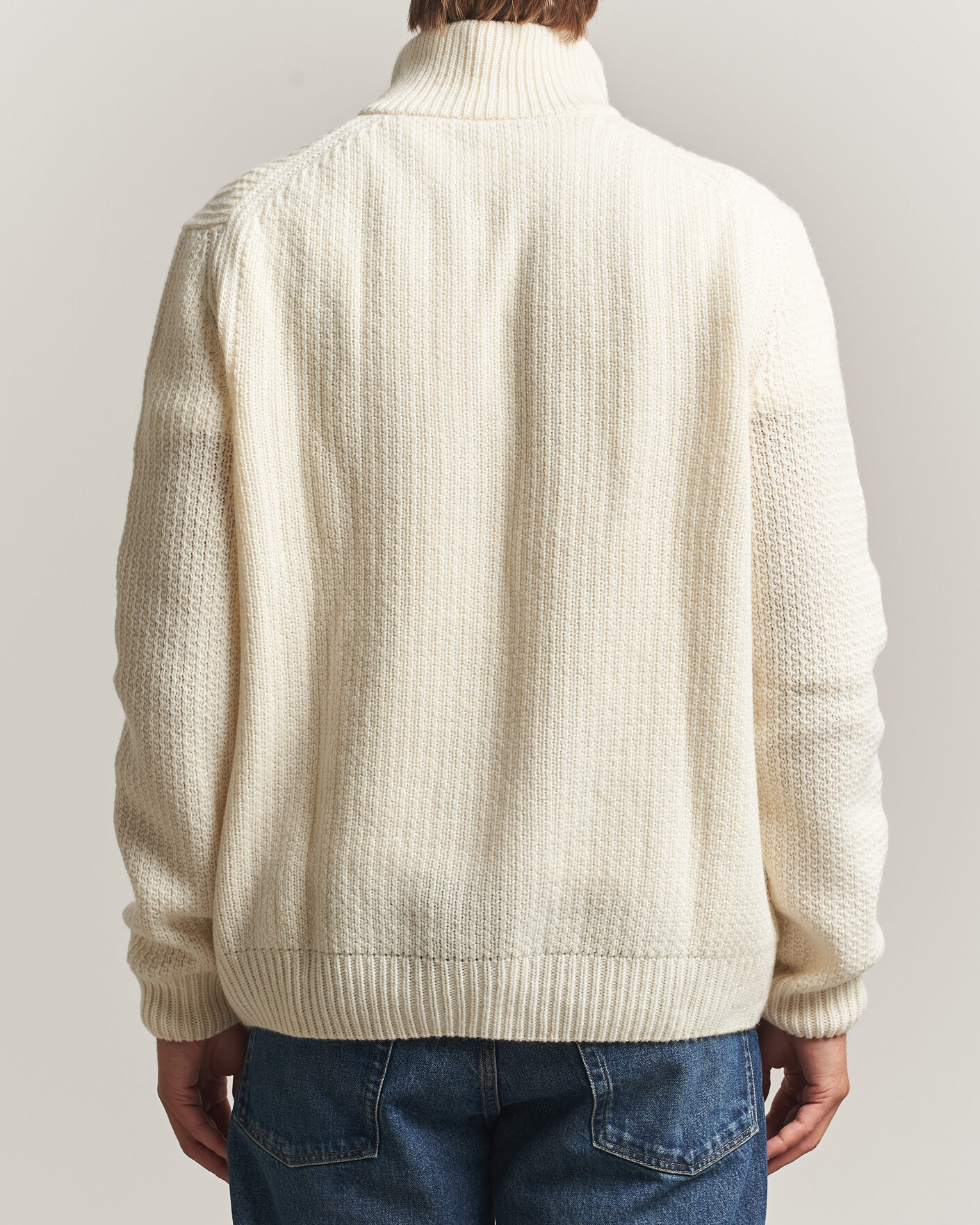 Hombres | Jerséis y prendas de punto | BOSS ORANGE | Kenter Wool Knitted Half Zip Open White