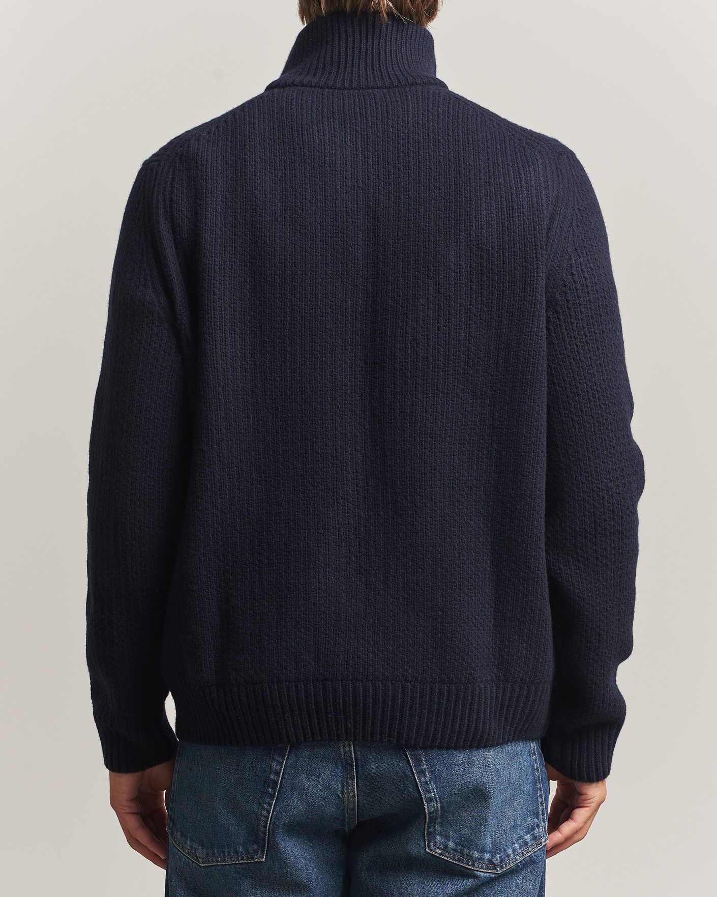 Hombres | Jerséis y prendas de punto | BOSS ORANGE | Kenter Wool Knitted Half Zip Dark Blue