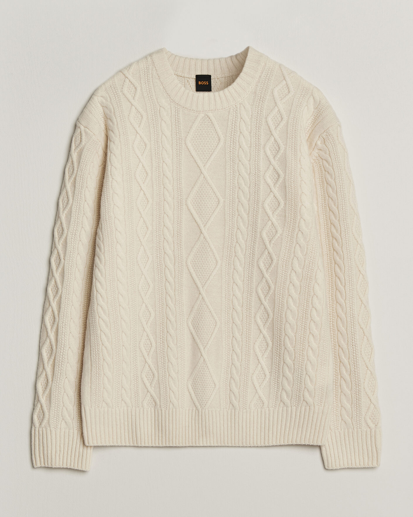 Hombres | Jerséis y prendas de punto | BOSS ORANGE | Atreccio Wool Structured Knitted Sweater Open White