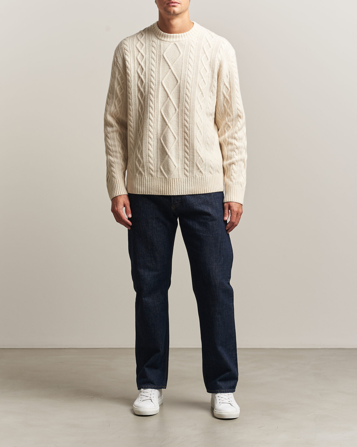 Hombres | Jerséis y prendas de punto | BOSS ORANGE | Atreccio Wool Structured Knitted Sweater Open White