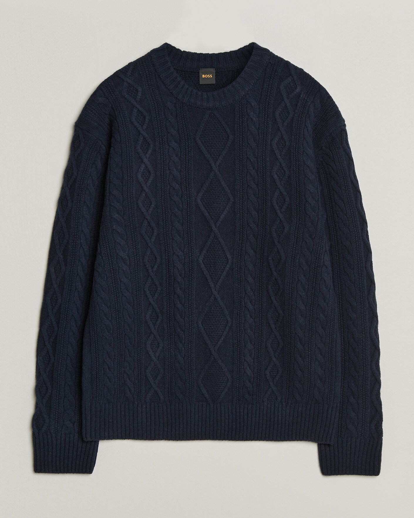 Hombres | Jerséis y prendas de punto | BOSS ORANGE | Atreccio Wool Structured Knitted Sweater Dark Blue