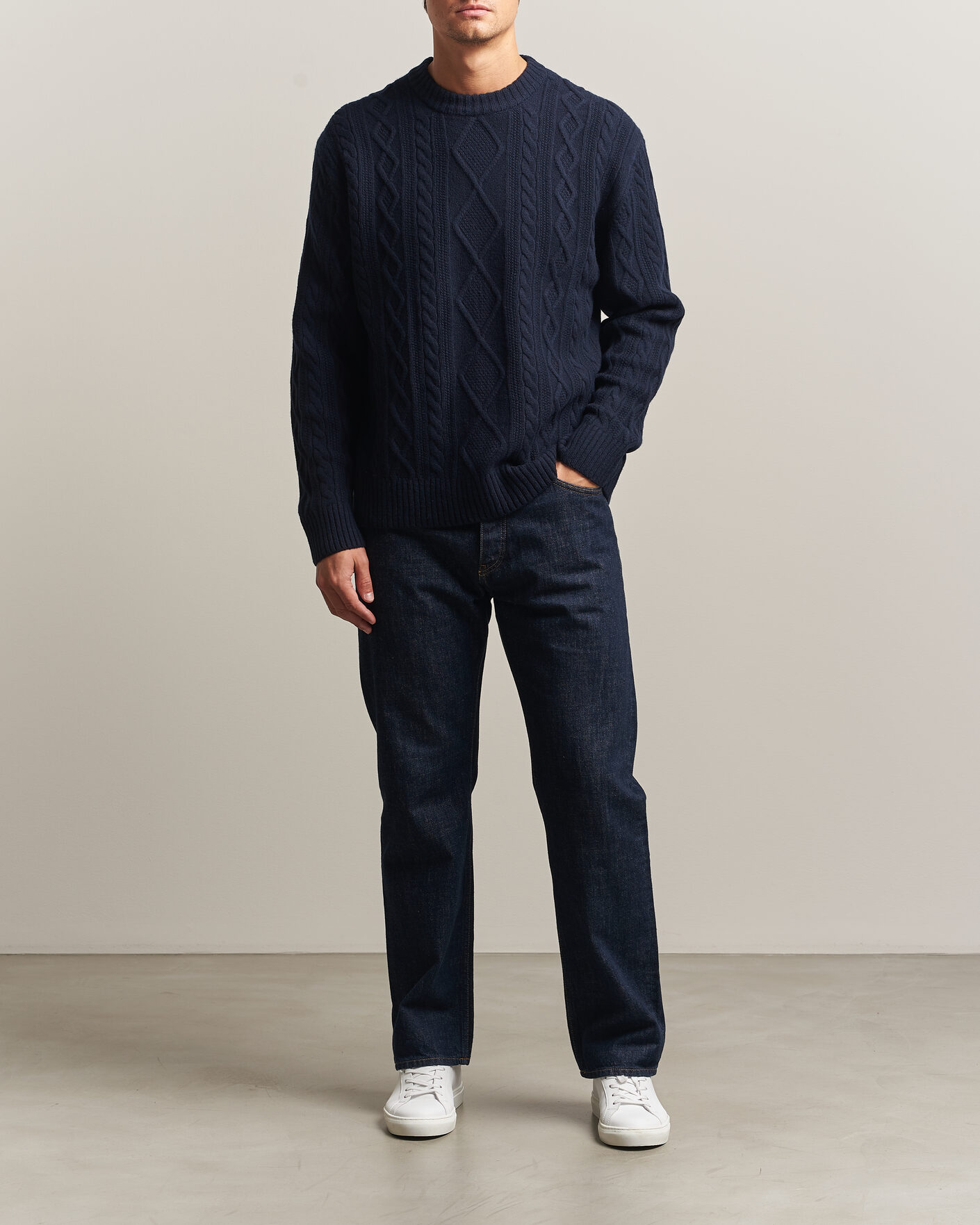 Hombres | Jerséis y prendas de punto | BOSS ORANGE | Atreccio Wool Structured Knitted Sweater Dark Blue