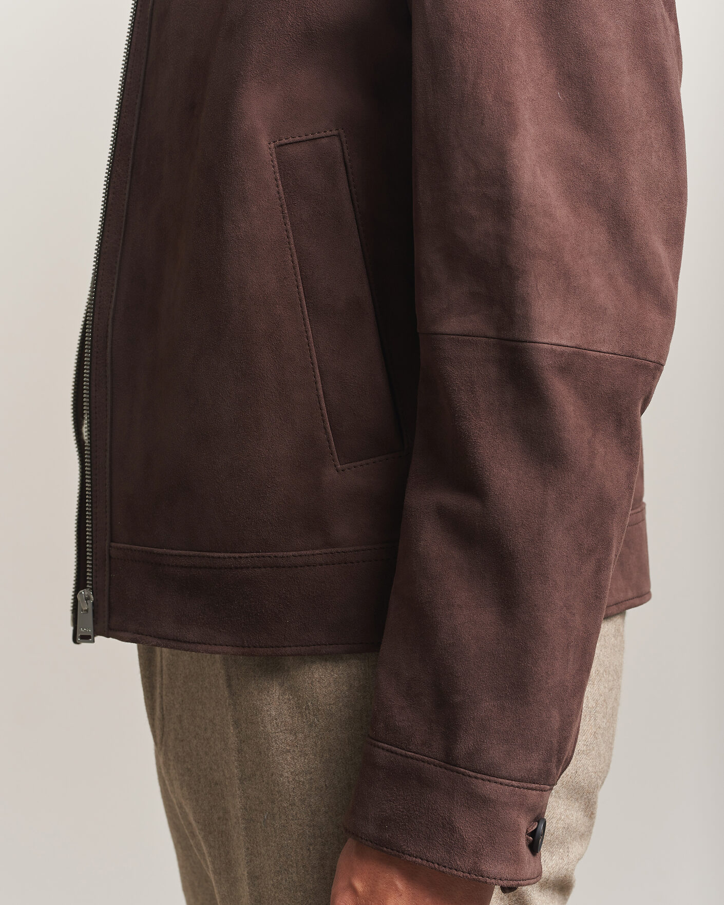 Hombres | Abrigos y chaquetas | BOSS BLACK | Malbano Suede Jacket Dark Brown