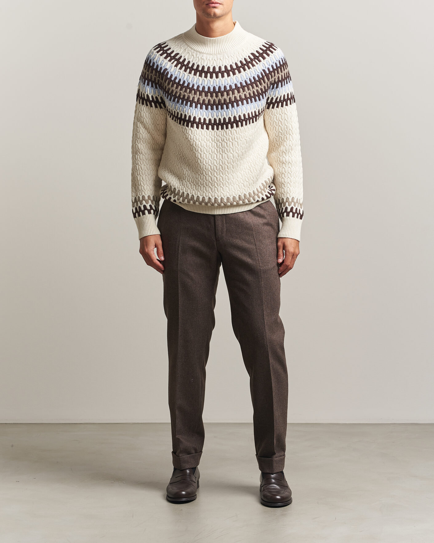 Hombres | Jerséis y prendas de punto | BOSS BLACK | Fiotto Wool Fairisle Sweater Open White