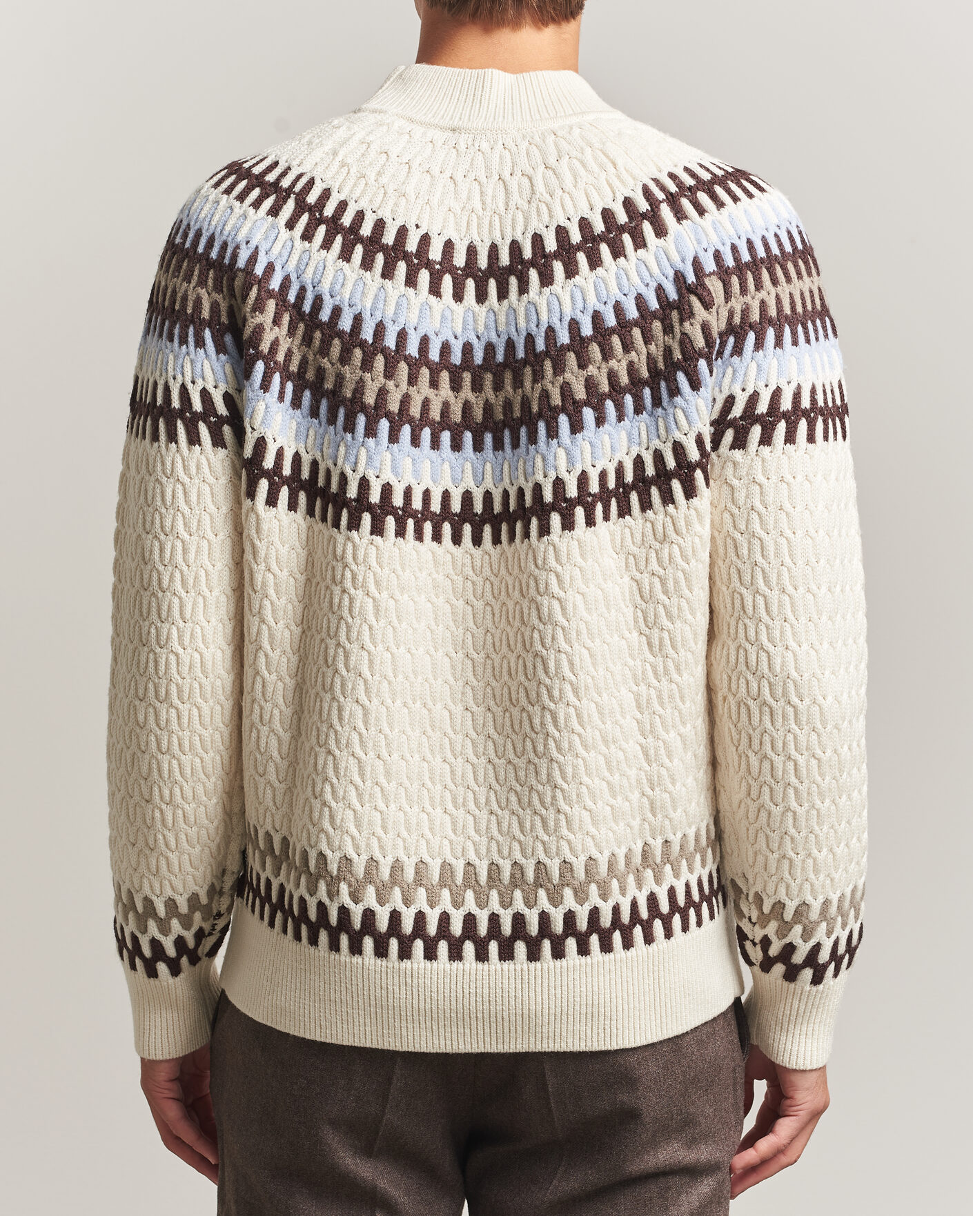 Hombres | Jerséis y prendas de punto | BOSS BLACK | Fiotto Wool Fairisle Sweater Open White