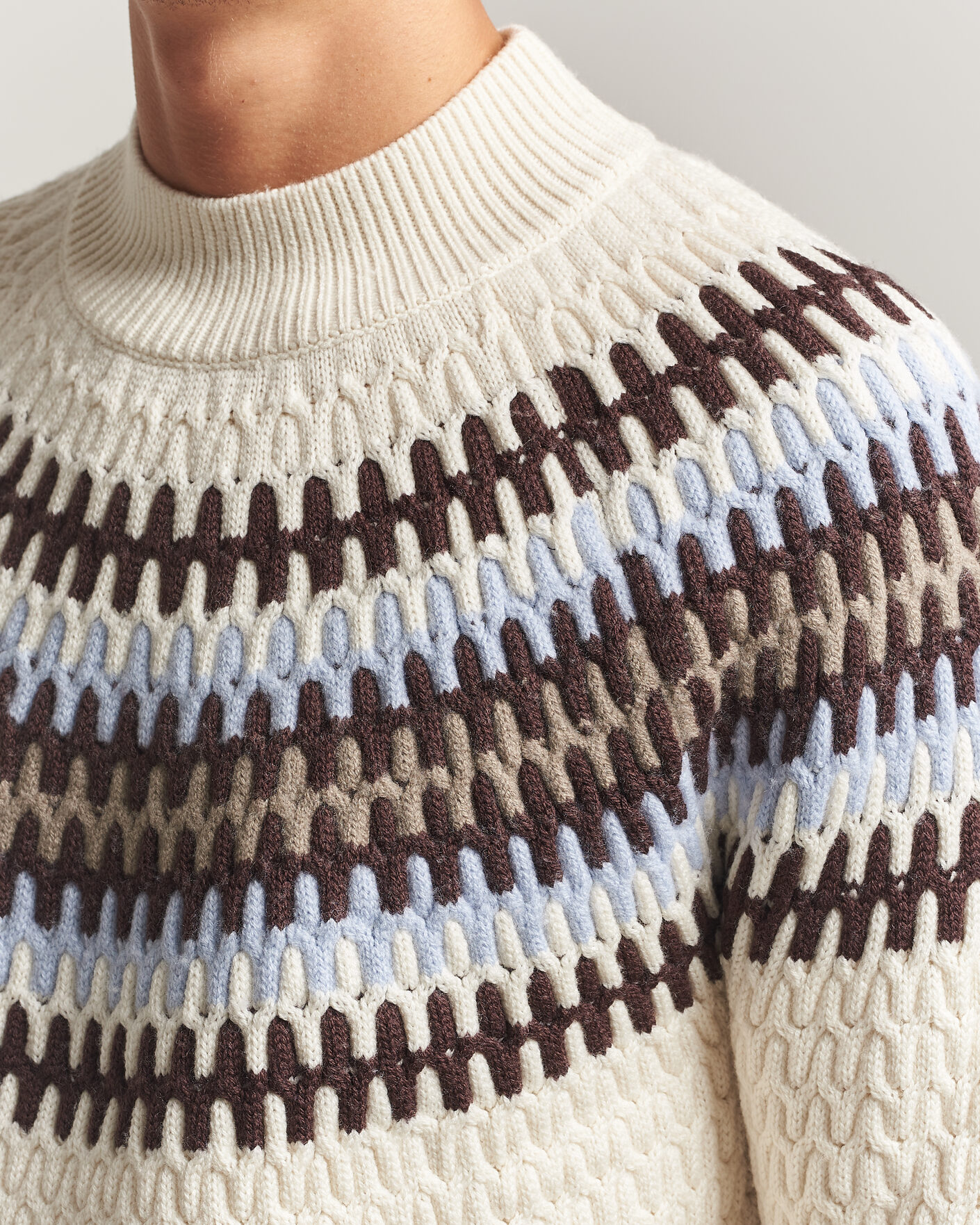 Hombres | Jerséis y prendas de punto | BOSS BLACK | Fiotto Wool Fairisle Sweater Open White