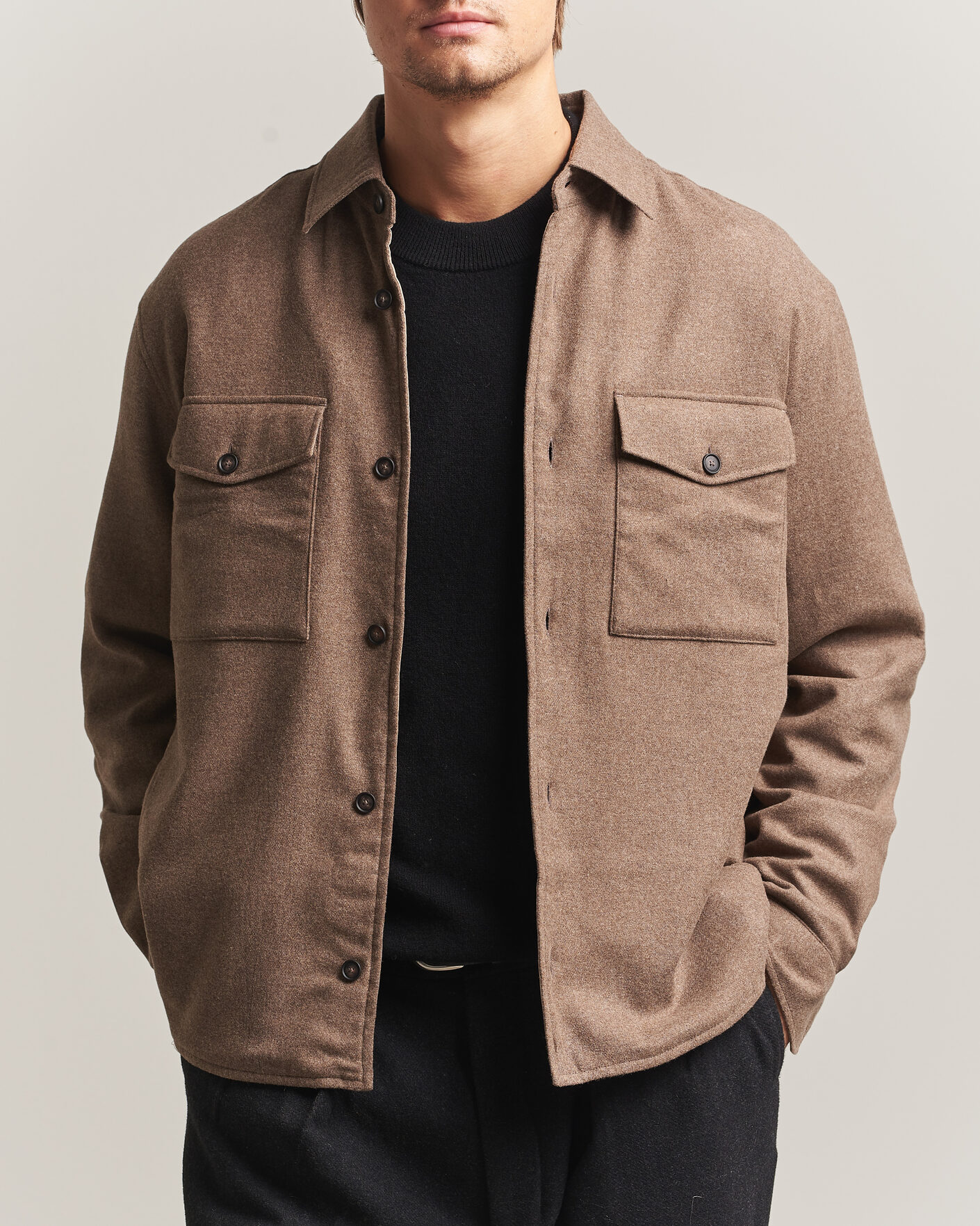 Hombres | Camisas | BOSS BLACK | Colin Brushed Pocket Overshirt Open Brown