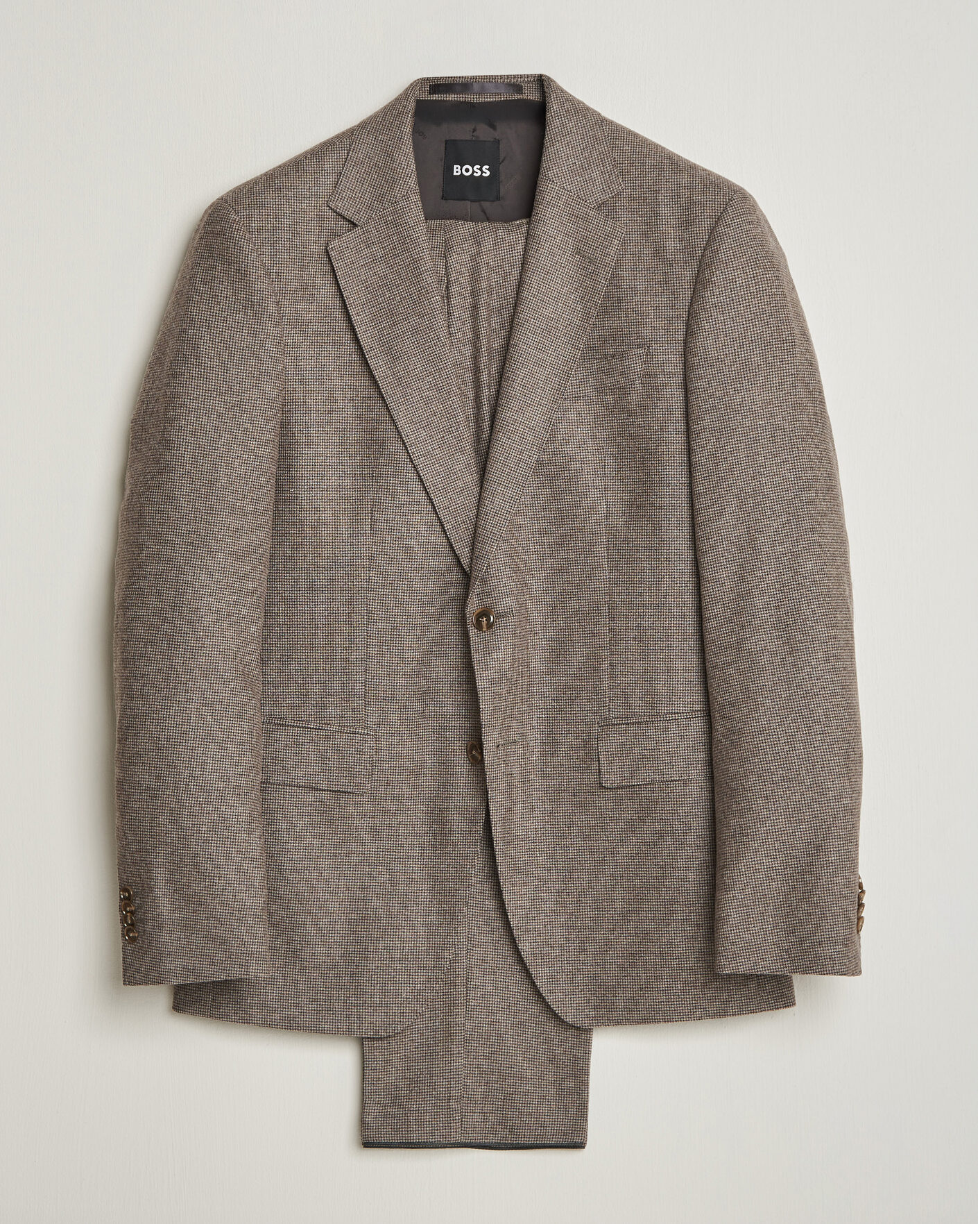 Hombres | Trajes | BOSS BLACK | Huge Wool Pepita Suit Dark Brown