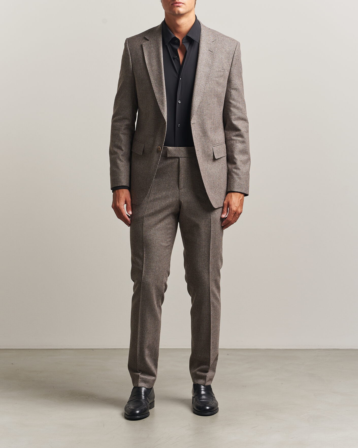 Hombres | Trajes | BOSS BLACK | Huge Wool Pepita Suit Dark Brown