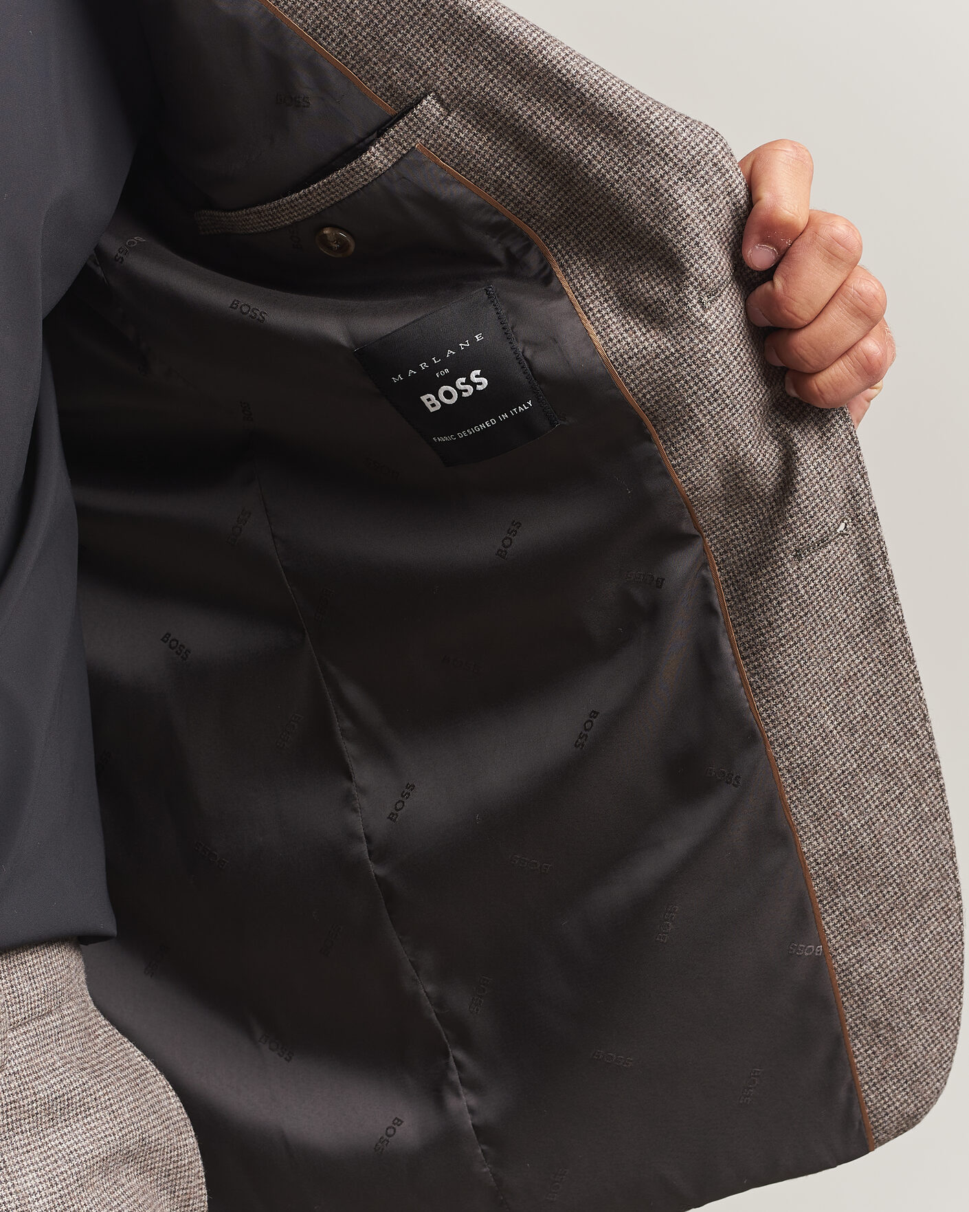Hombres | Trajes | BOSS BLACK | Huge Wool Pepita Suit Dark Brown