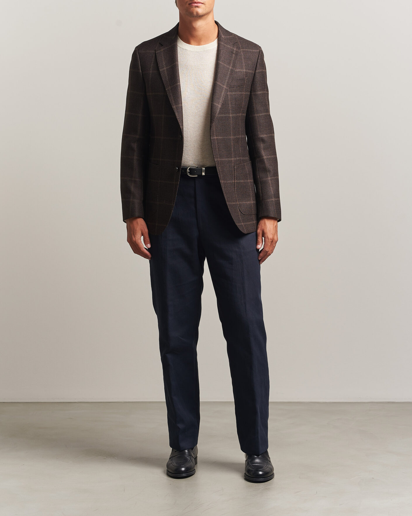Hombres | Blazers | BOSS BLACK | Hutson Checked Wool Blazer Dark Brown