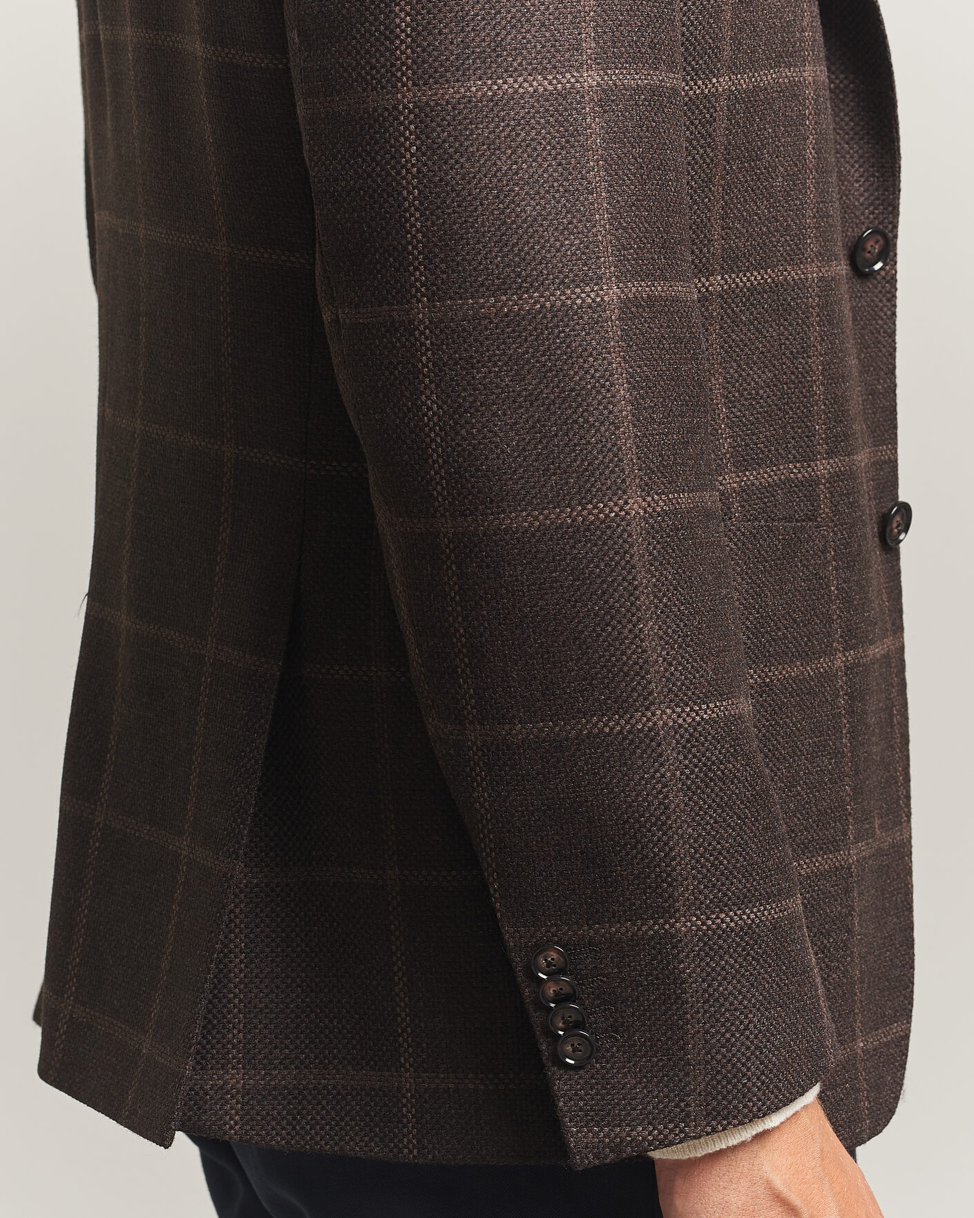 Hombres | Blazers | BOSS BLACK | Hutson Checked Wool Blazer Dark Brown