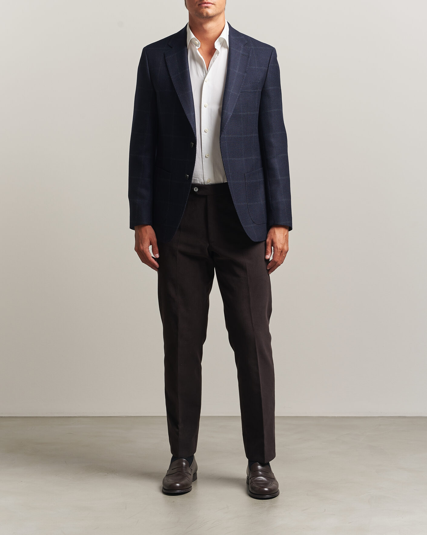 Hombres | Blazers | BOSS BLACK | Hutson Checked Wool Blazer Dark Blue