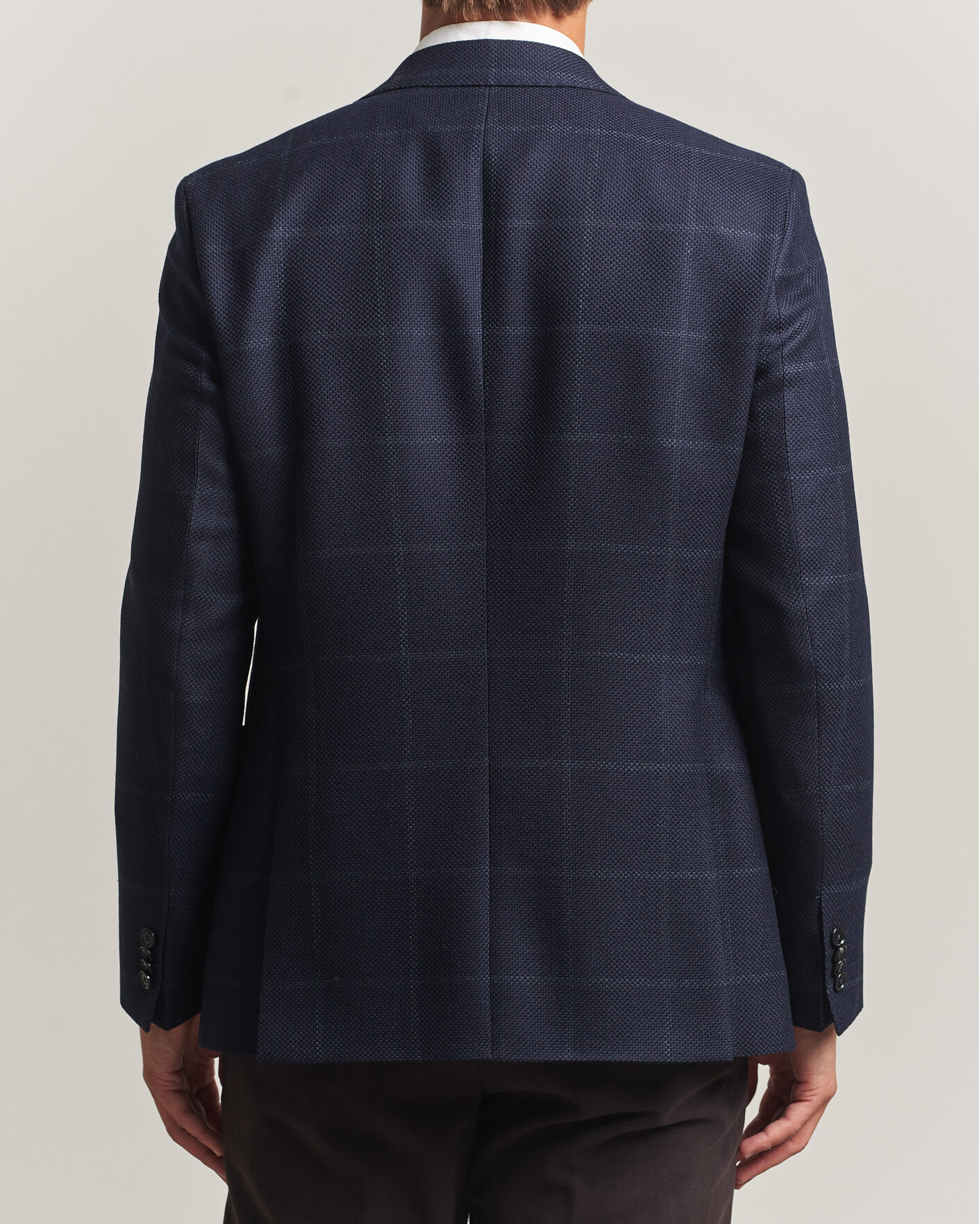 Hombres | Blazers | BOSS BLACK | Hutson Checked Wool Blazer Dark Blue