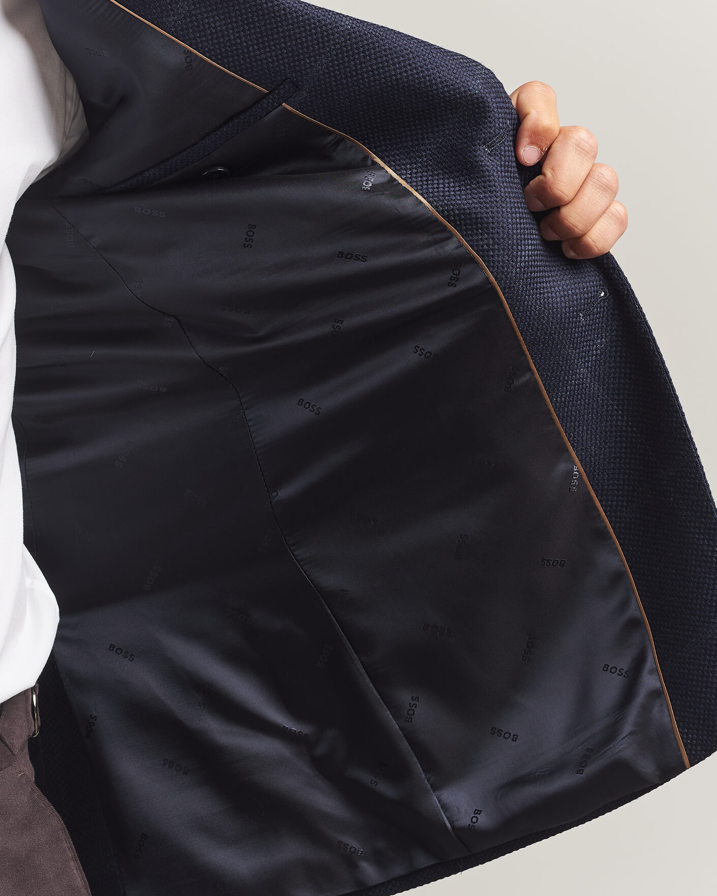 Hombres | Blazers | BOSS BLACK | Hutson Checked Wool Blazer Dark Blue