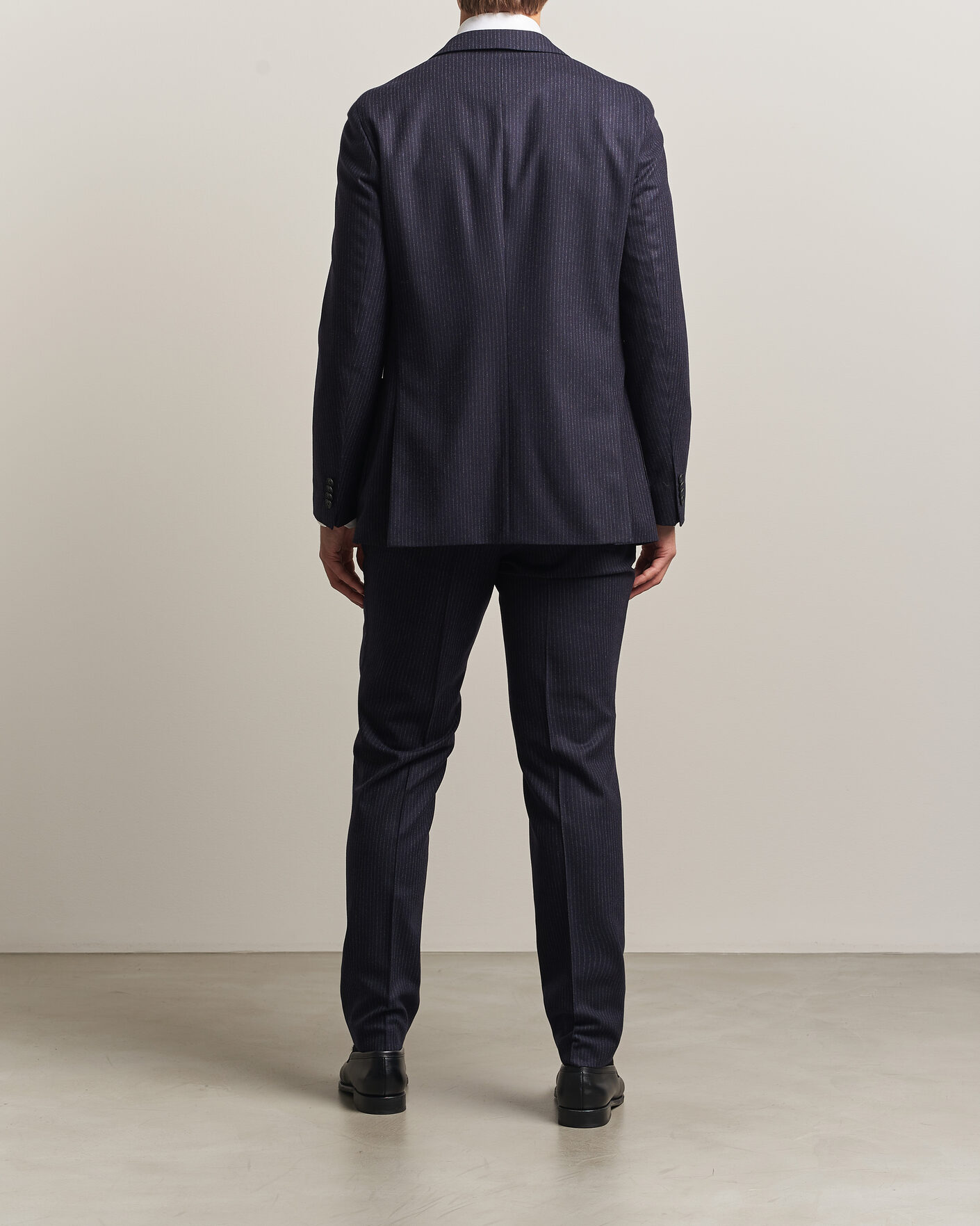 Hombres | Trajes | BOSS BLACK | Huge Wool Pinstriped Suit Dark Blue
