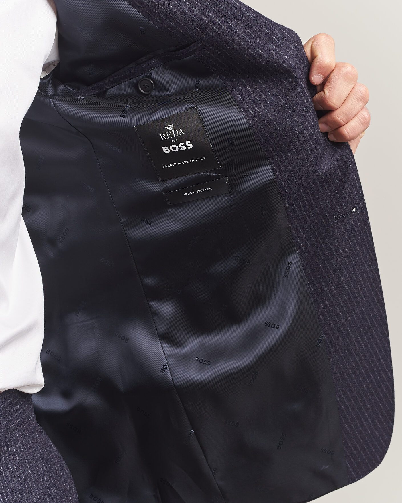 Hombres | Trajes | BOSS BLACK | Huge Wool Pinstriped Suit Dark Blue