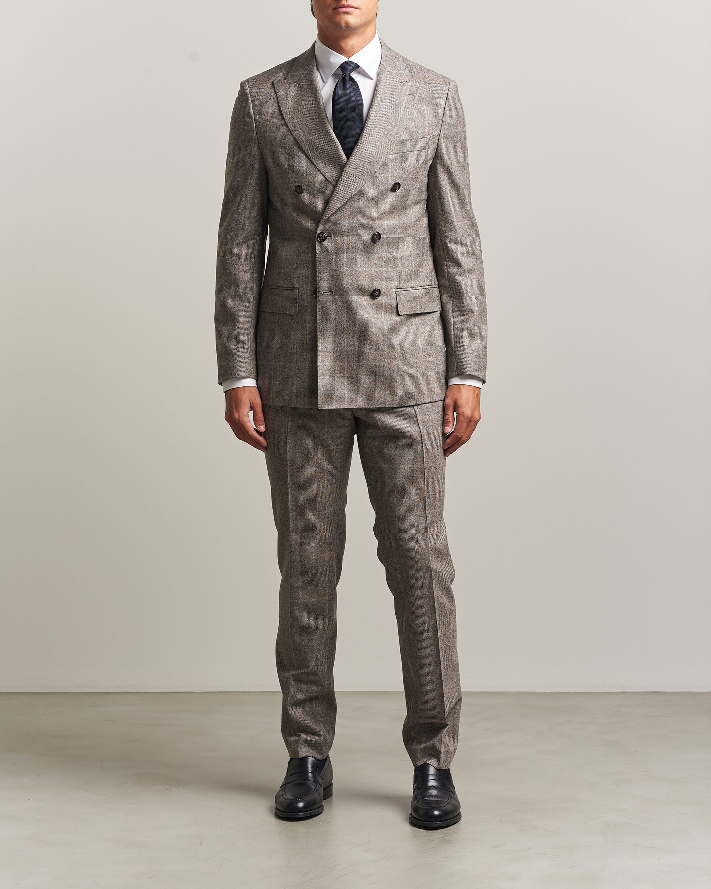 Hombres | Trajes | BOSS BLACK | Huge Wool Checked Double Breasted Suit Open Brown
