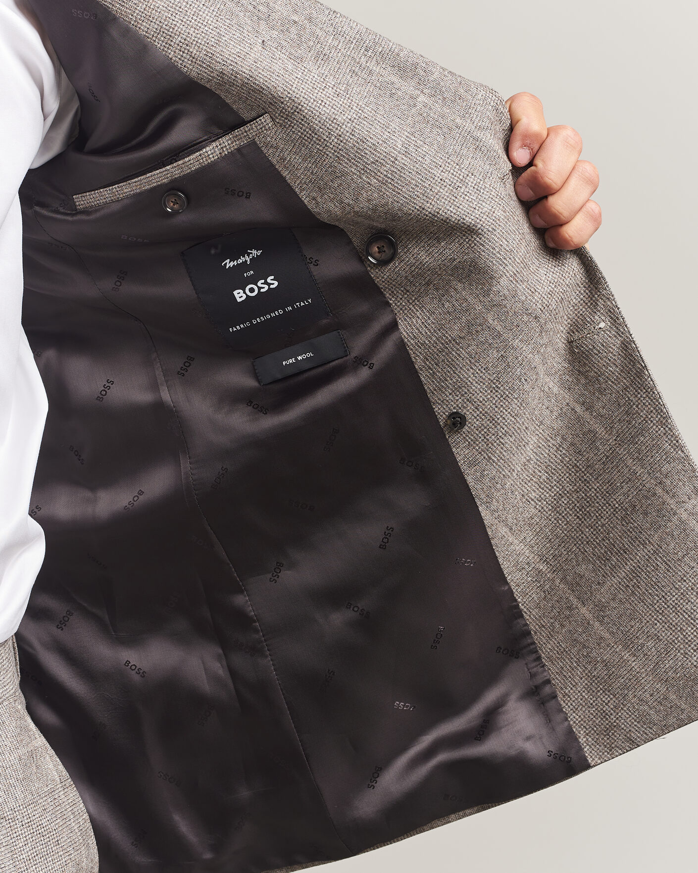 Hombres | Trajes | BOSS BLACK | Huge Wool Checked Double Breasted Suit Open Brown