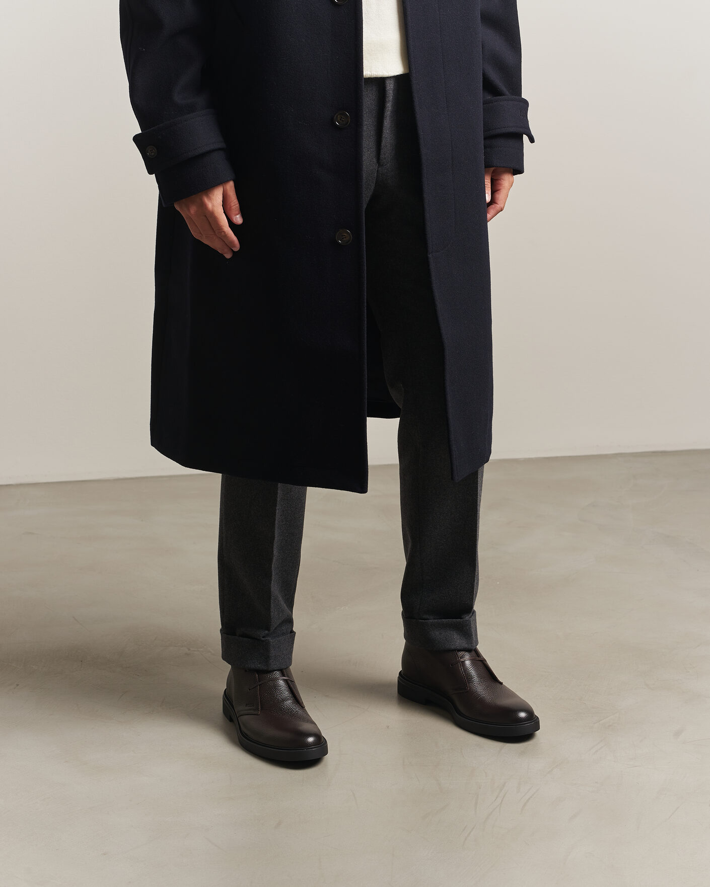 Hombres | Botas | BOSS BLACK | Calev Grained Leather Chukka Boot Dark Brown