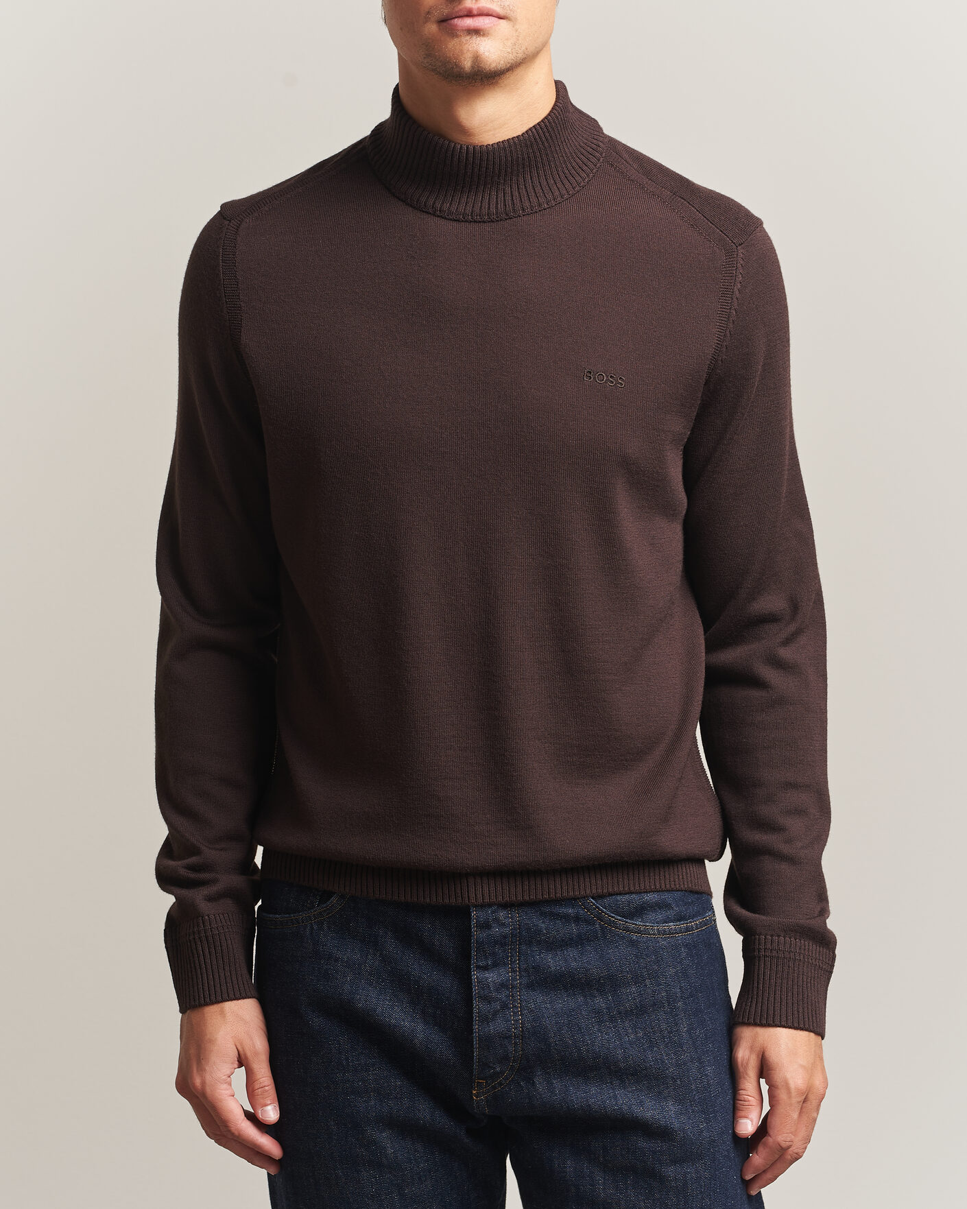 Hombres | Jerséis y prendas de punto | BOSS ORANGE | Avac Knitted Turtleneck Dark Brown