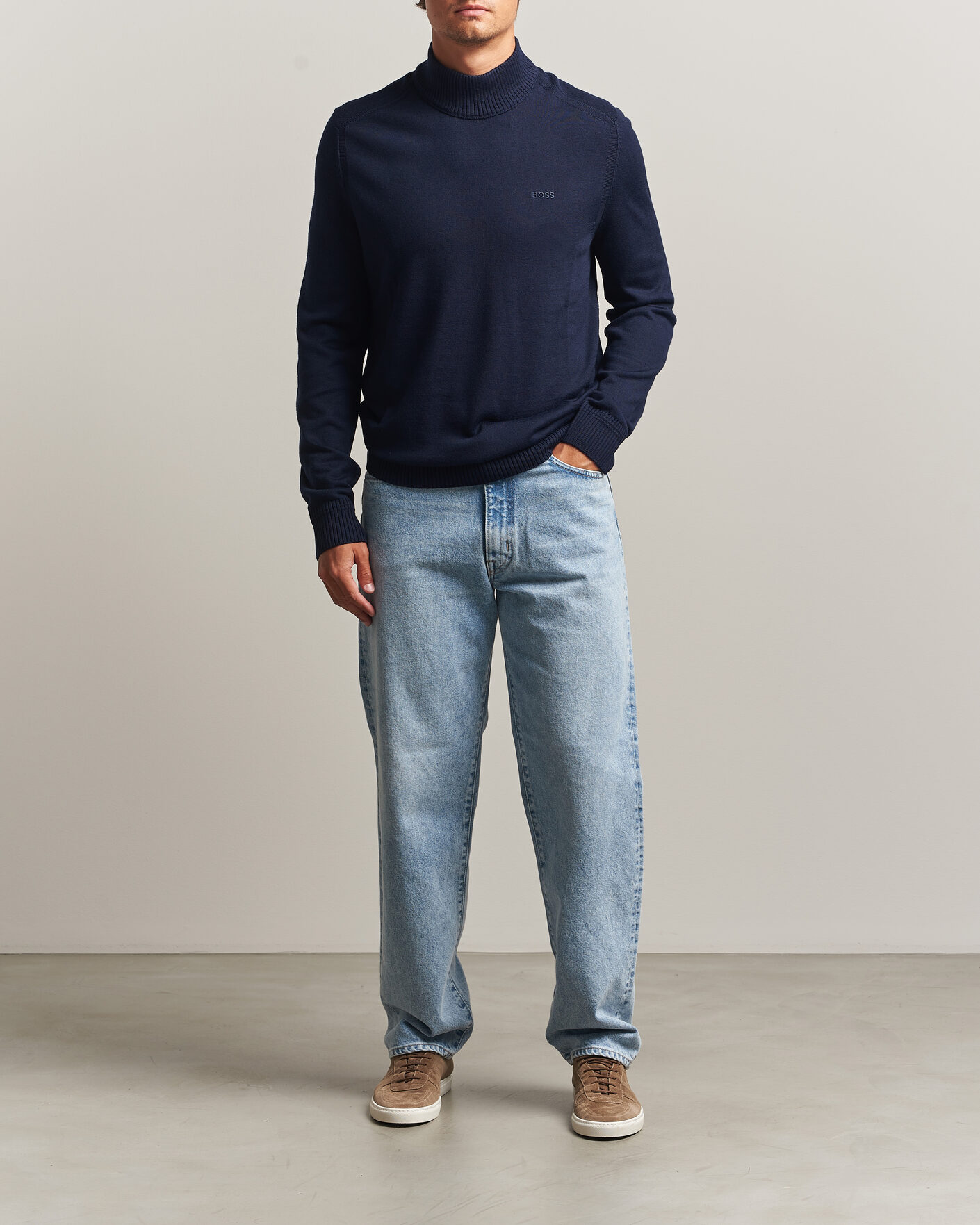 Hombres | Jerséis y prendas de punto | BOSS ORANGE | Avac Knitted Turtleneck Dark Blue