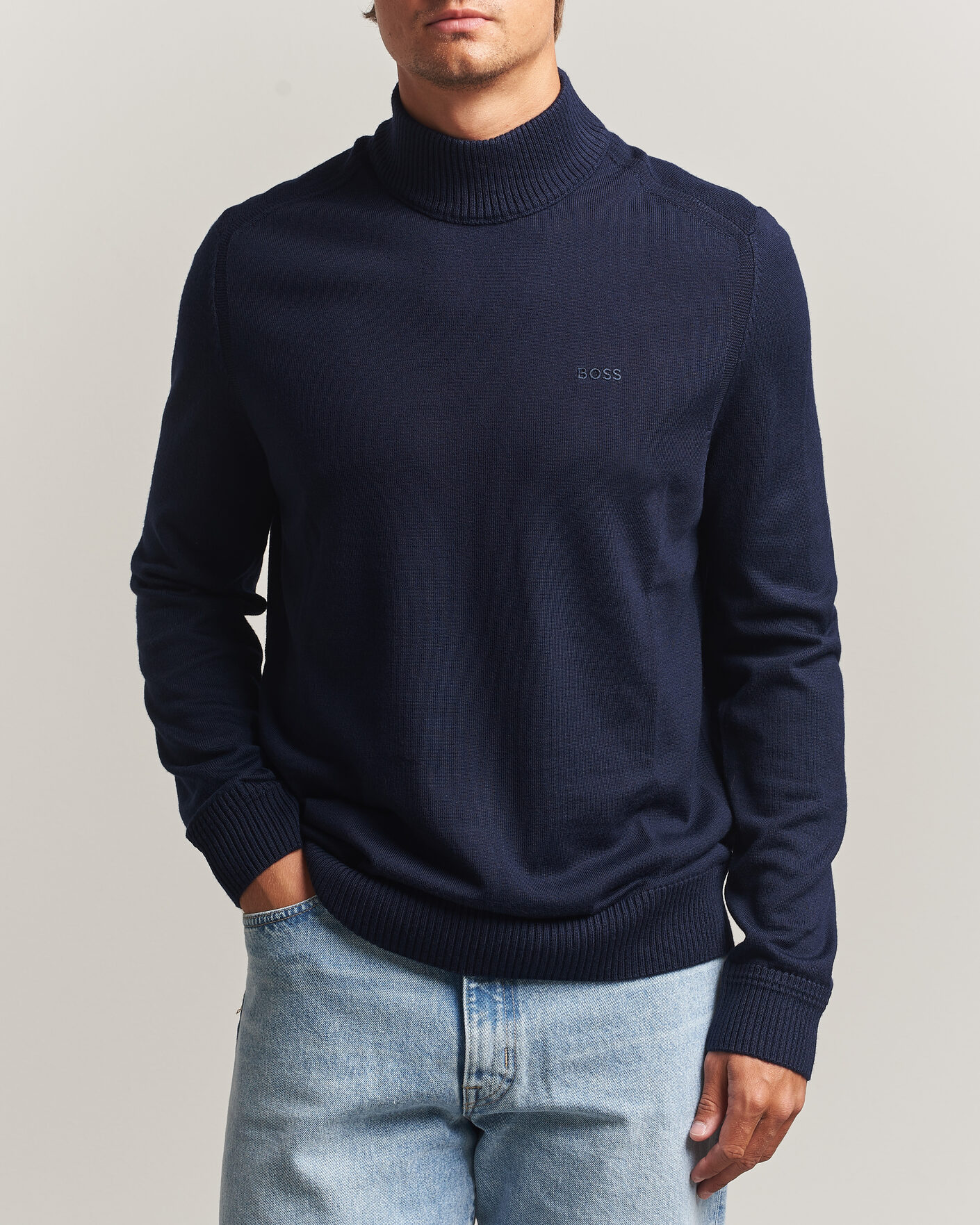 Hombres | Jerséis y prendas de punto | BOSS ORANGE | Avac Knitted Turtleneck Dark Blue