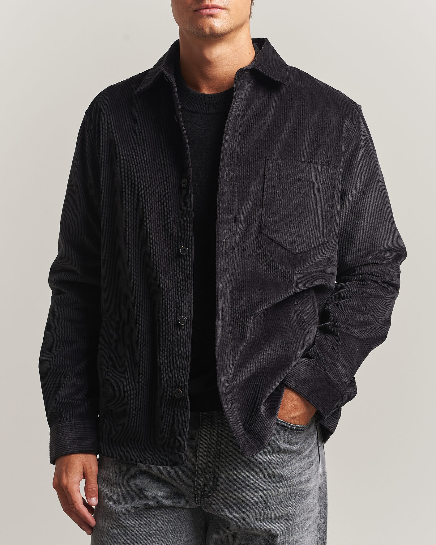 Hombres | Camisas | HUGO | Ecord Corduroy Overshirt Black