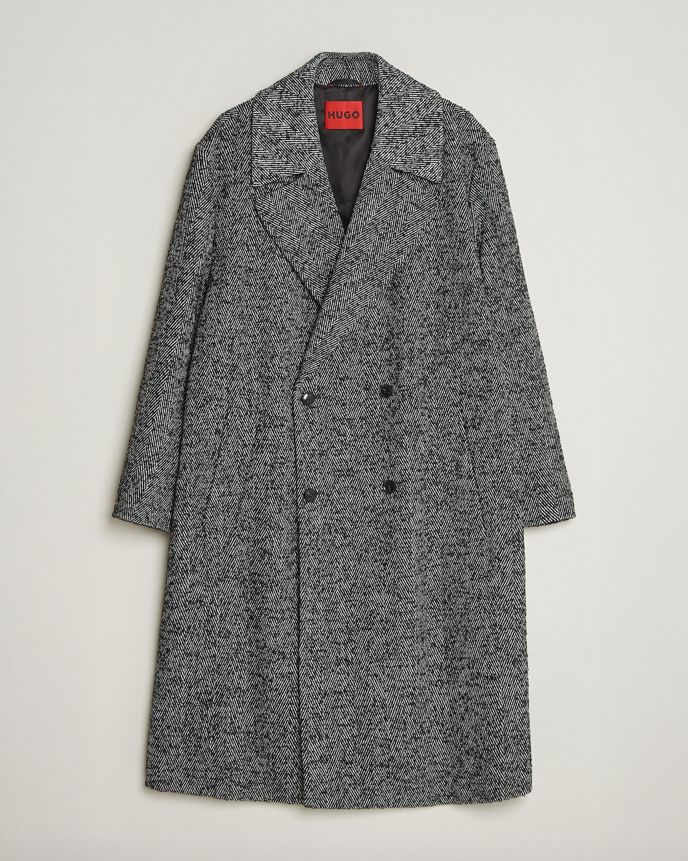 Hombres | Abrigos y chaquetas | HUGO | Milas Herringbone Double Breasted Coat Dark Grey