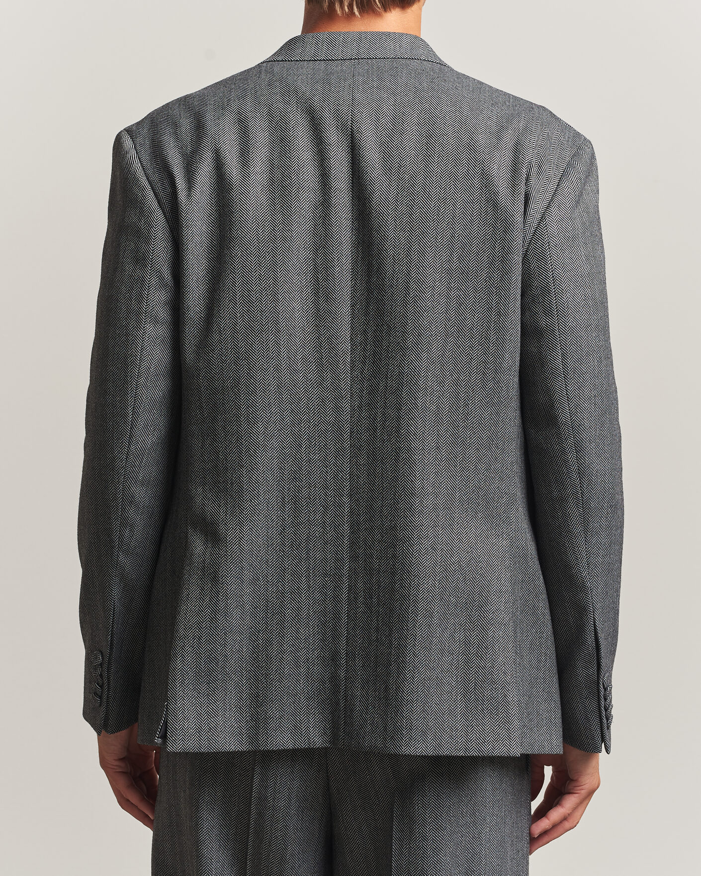 Hombres | Blazers | HUGO | Karlo Herringbone Double Breasted Blazer Dark Grey
