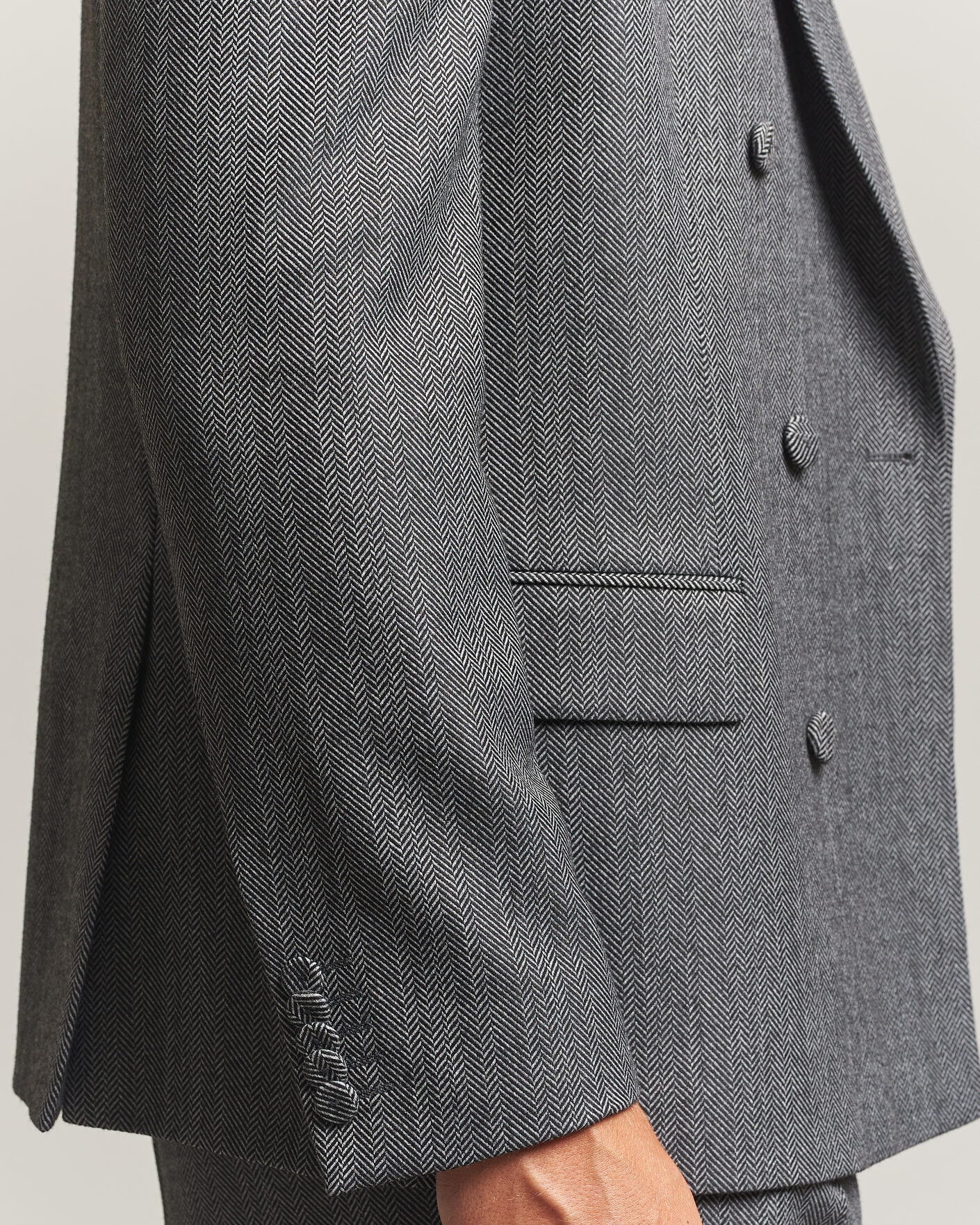 Hombres | Blazers | HUGO | Karlo Herringbone Double Breasted Blazer Dark Grey