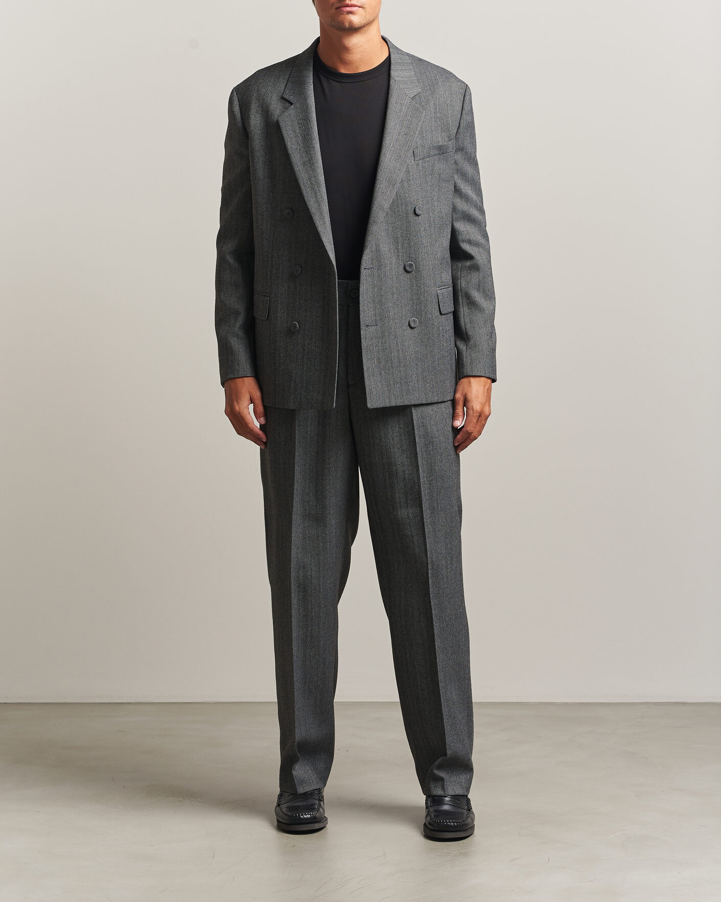 Hombres | Pantalones | HUGO | Flips Herringbone Suit Trousers Dark Grey