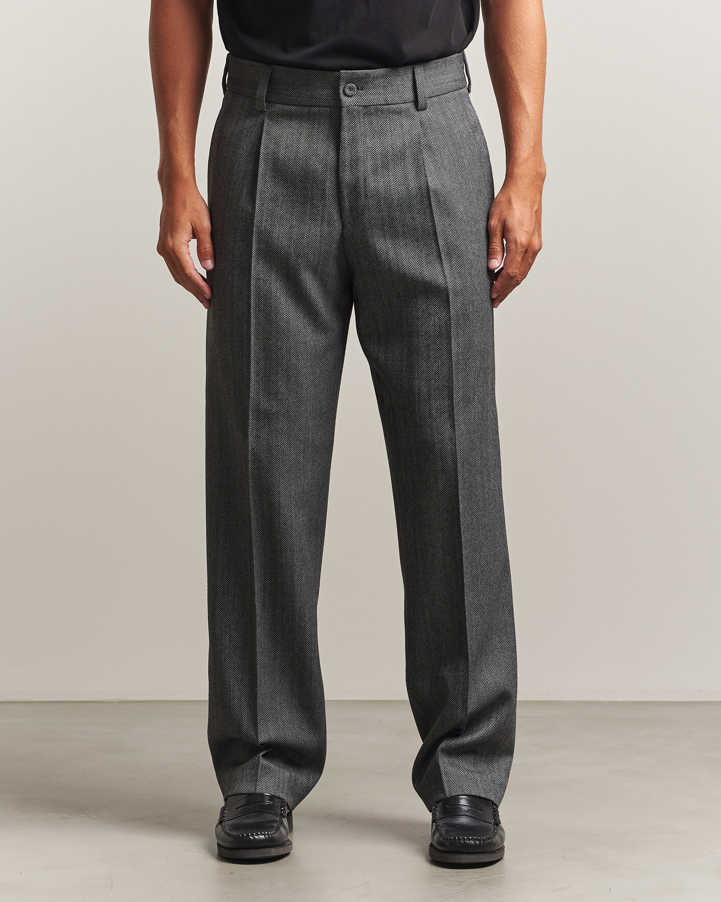 Hombres | Pantalones | HUGO | Flips Herringbone Suit Trousers Dark Grey