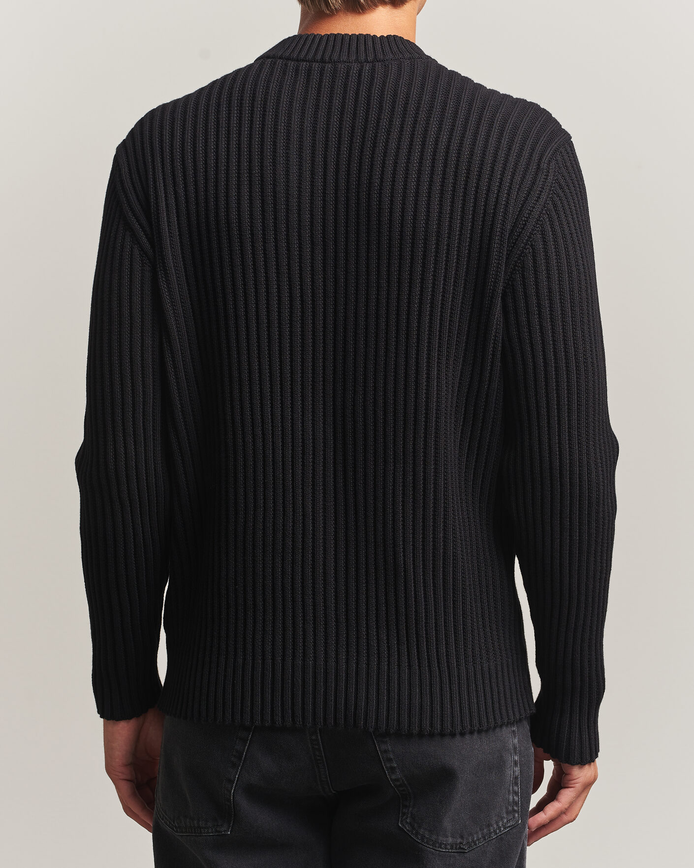 Hombres | Jerséis y prendas de punto | HUGO | Sribban Cotton Knitted Sweater Black
