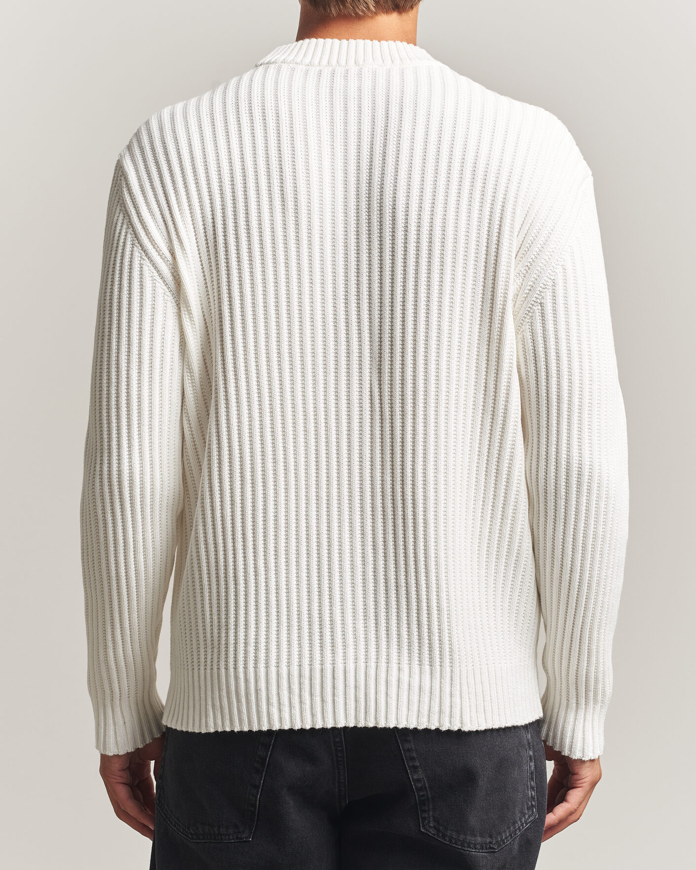 Hombres | Jerséis y prendas de punto | HUGO | Sribban Cotton Knitted Sweater Natural