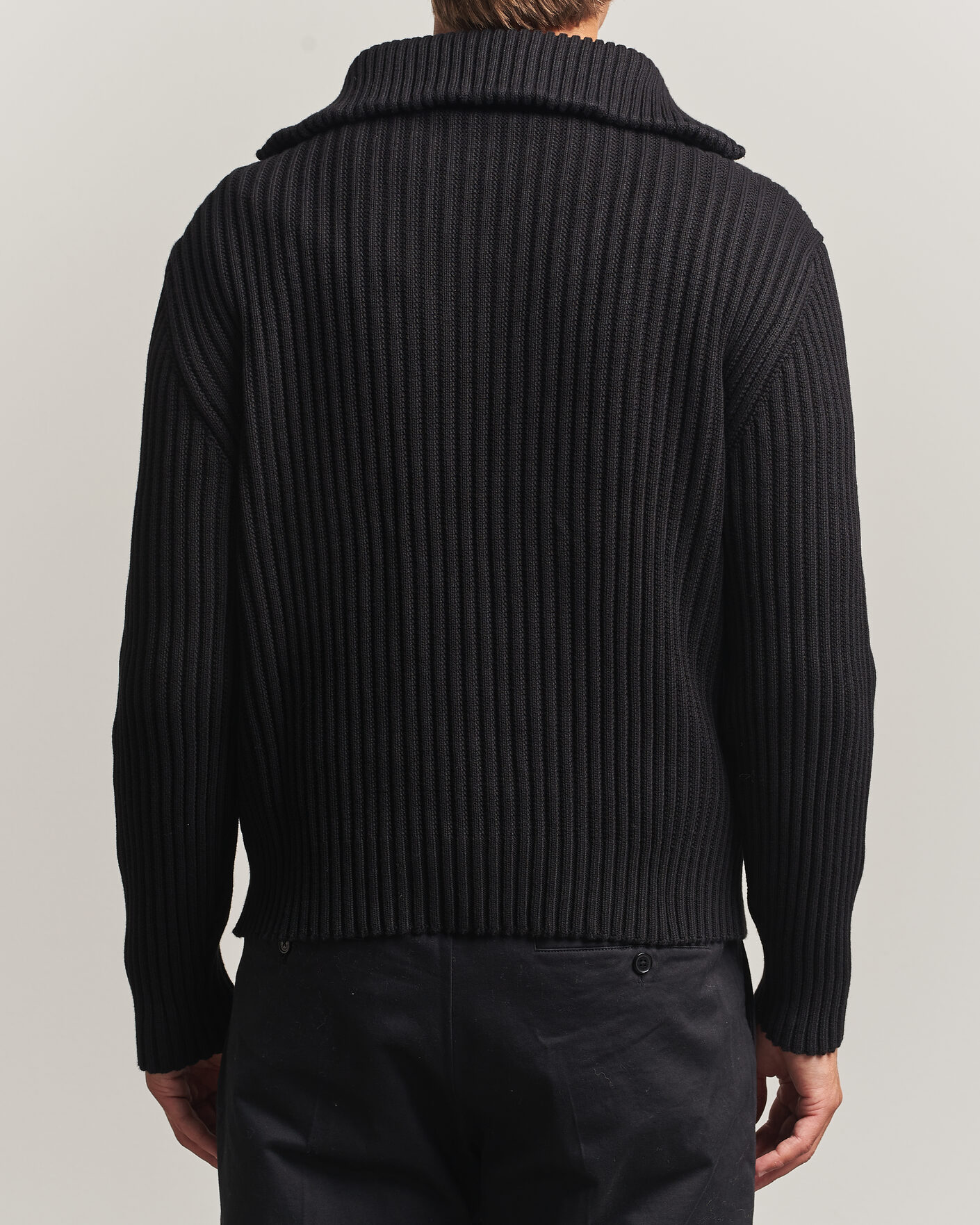 Hombres | Jerséis y prendas de punto | HUGO | Srtithon Cotton Knitted Half Zip Black