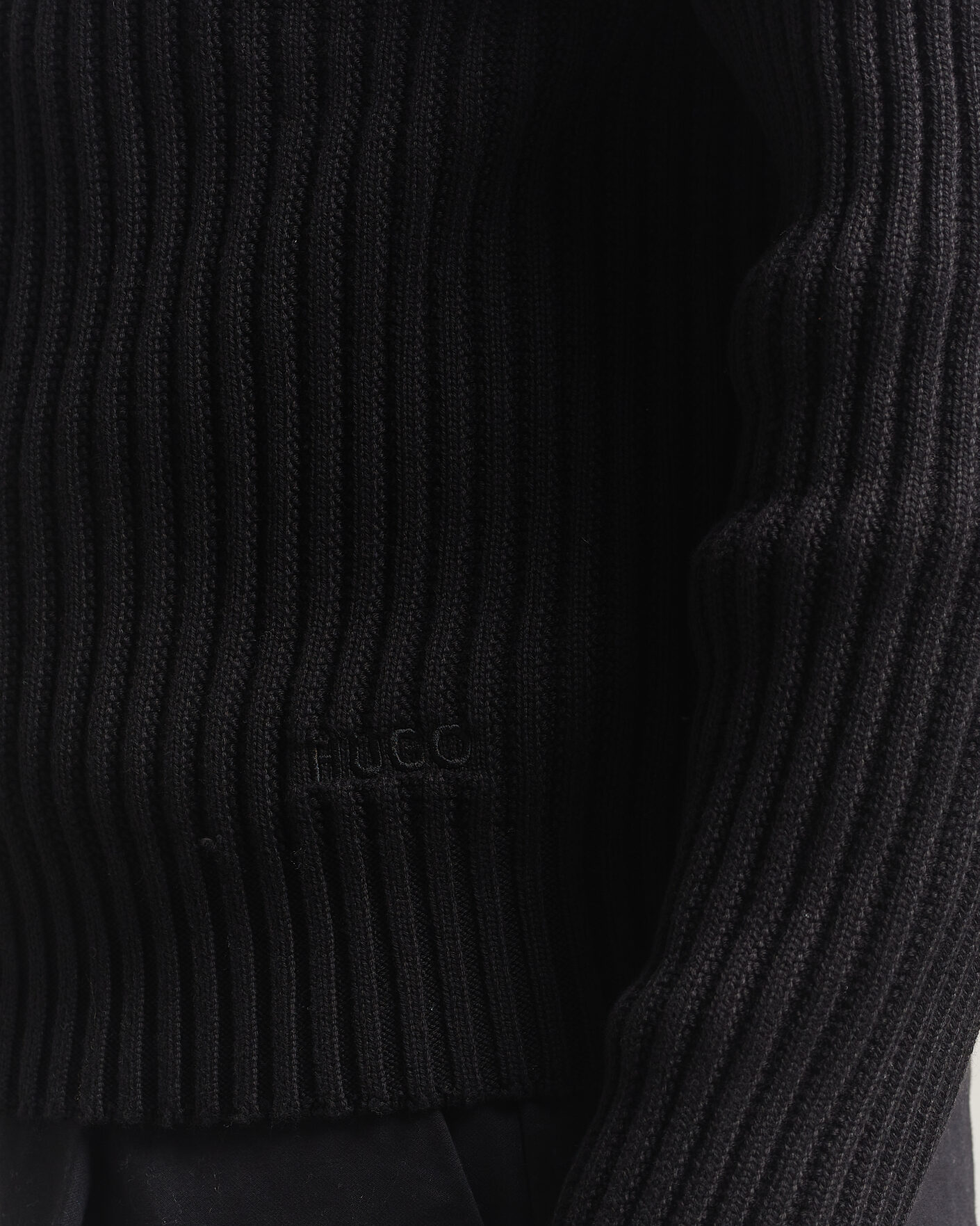 Hombres | Jerséis y prendas de punto | HUGO | Srtithon Cotton Knitted Half Zip Black