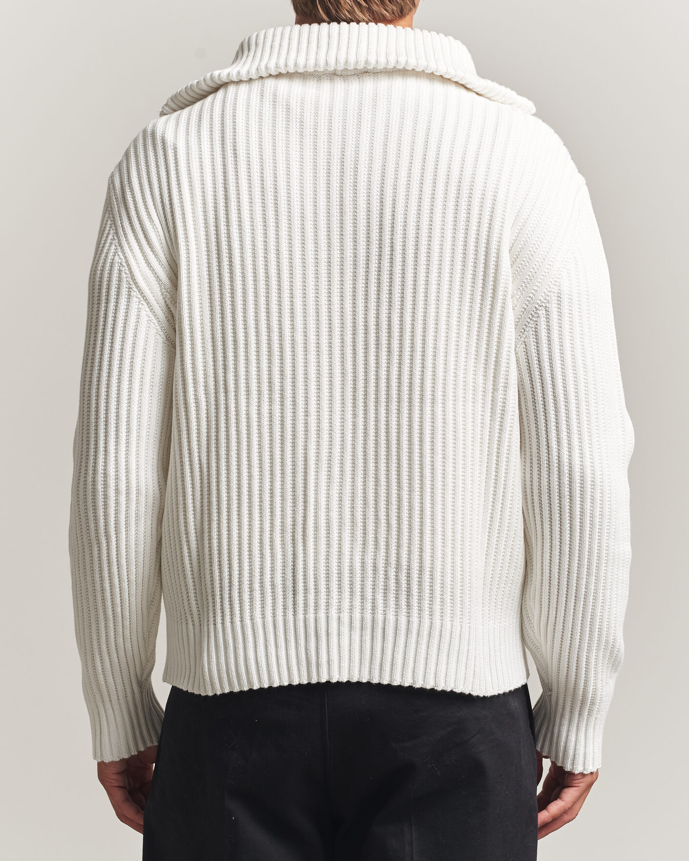 Hombres | Jerséis y prendas de punto | HUGO | Srtithon Cotton Knitted Half Zip Natural