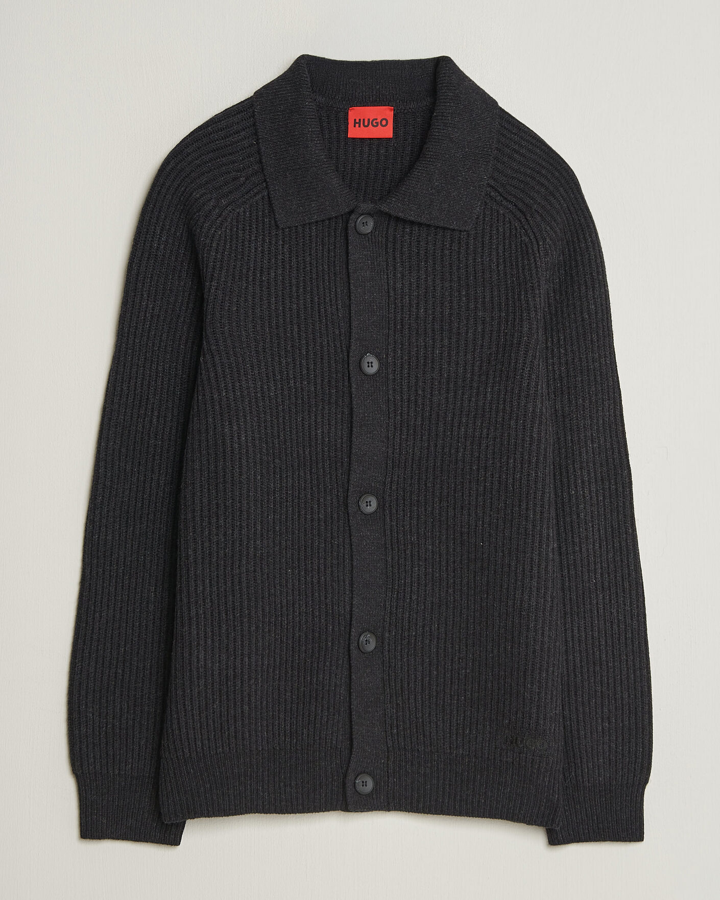 Hombres | Jerséis y prendas de punto | HUGO | Sardeep Wool Knitted Cardigan Black