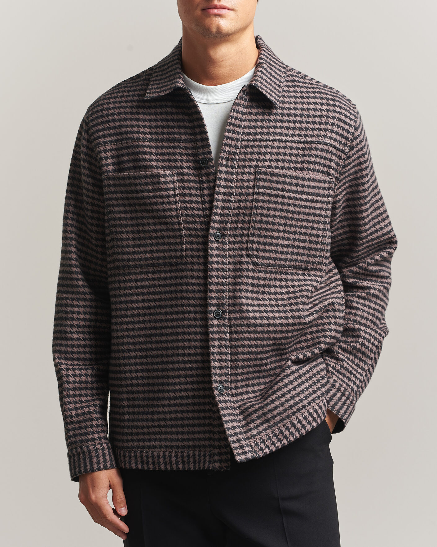 Hombres | Camisas | HUGO | Eniri Houndstooth Overshirt Copper Brown