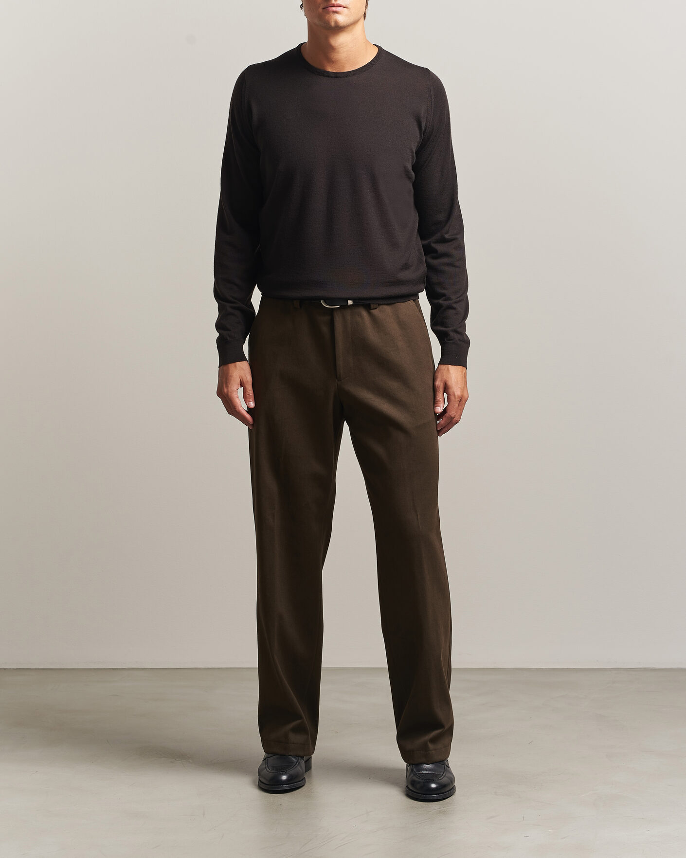 Hombres | Pantalones | BOSS CAMEL | Pave Brushed Cotton Pleated Trousers Open Green