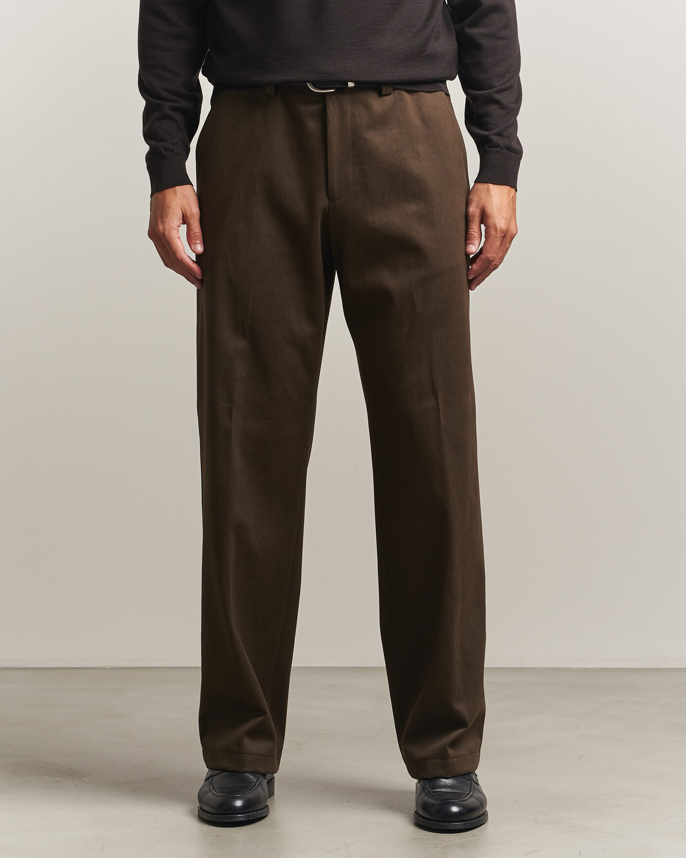 Hombres | Pantalones | BOSS CAMEL | Pave Brushed Cotton Pleated Trousers Open Green