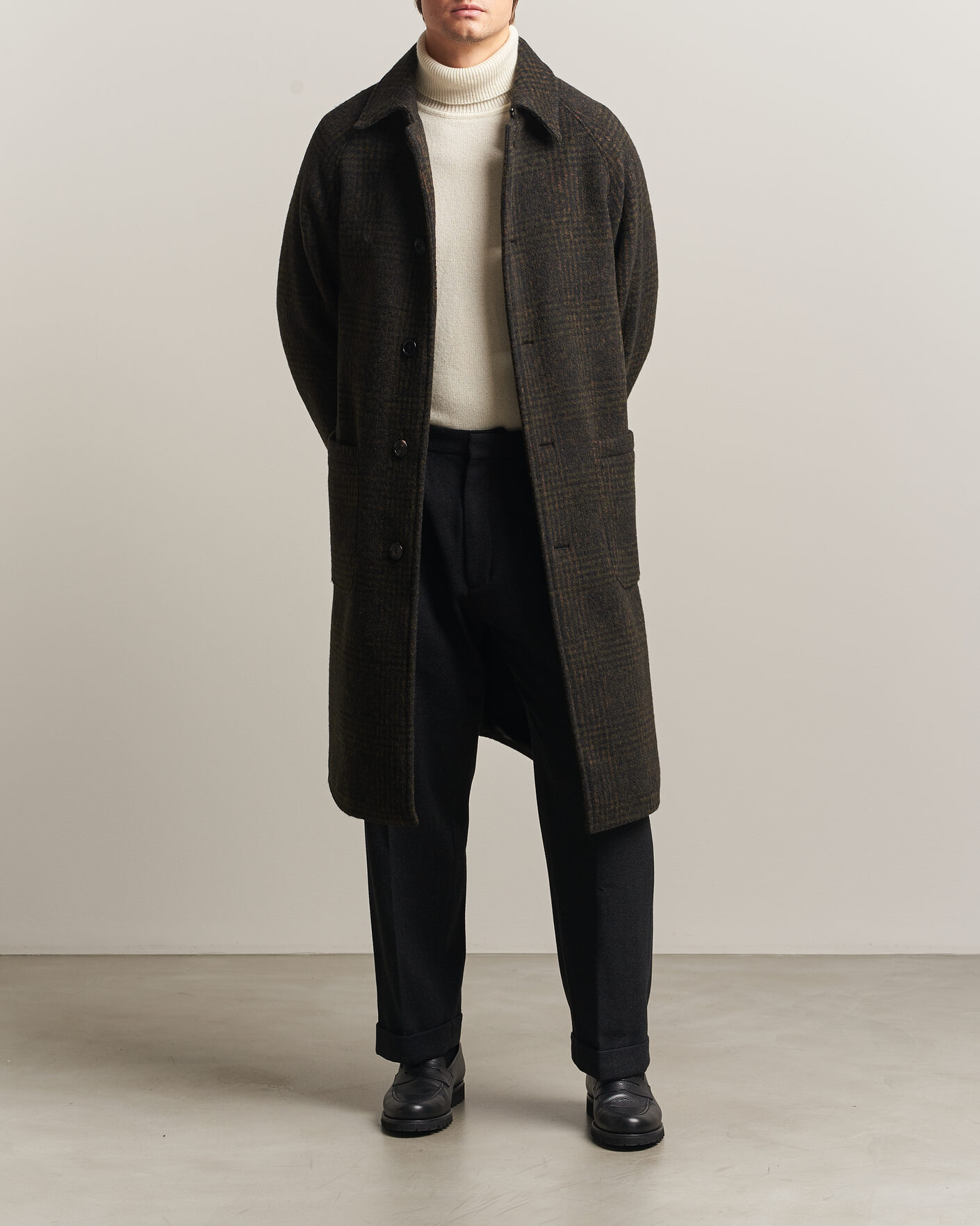 Hombres | Abrigos y chaquetas | BOSS CAMEL | Cohn Wool Checked Coat Open Green