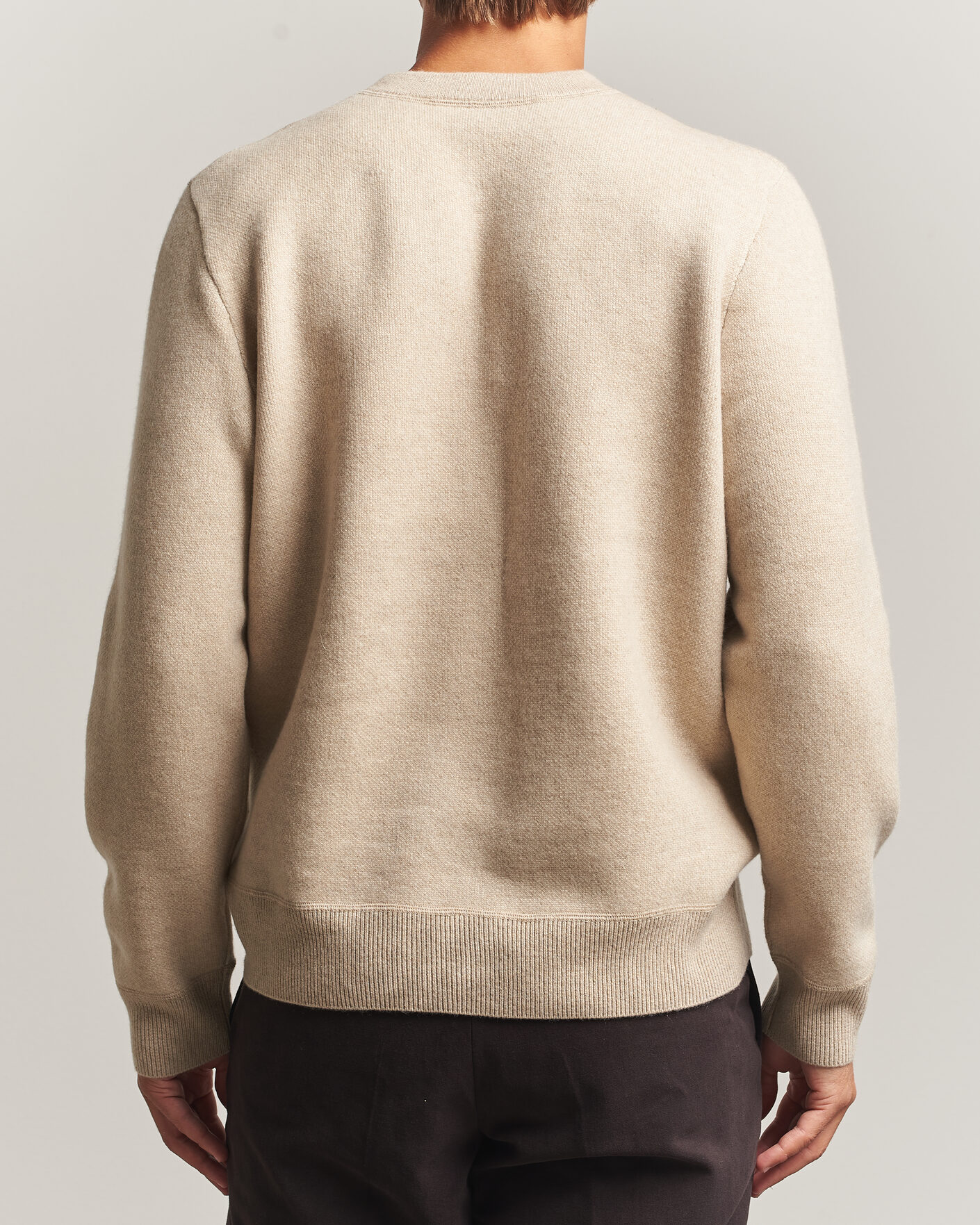 Hombres | Jerséis y prendas de punto | BOSS CAMEL | Farrison Wool Knitted Sweater Light Beige